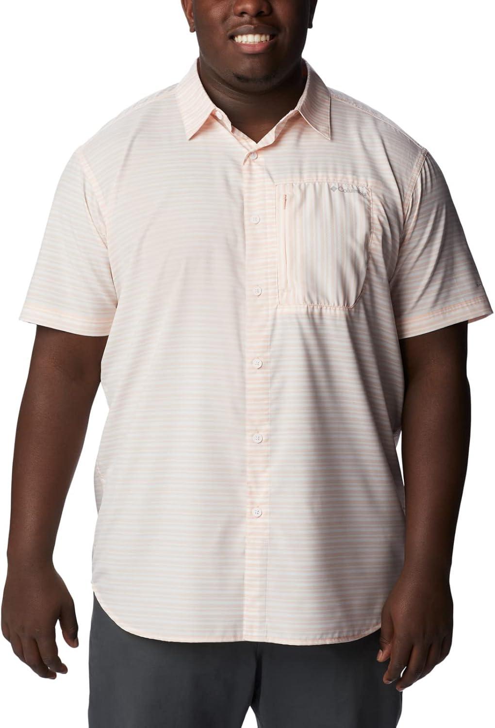 imageColumbia Mens Twisted Creek II Short Sleeve ShirtPeach Blossom Basic Stripe