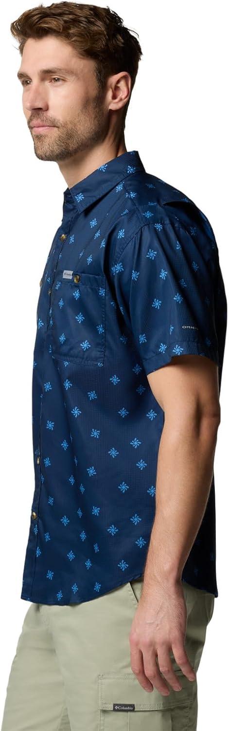imageColumbia Mens Utilizer Printed Woven Short SleeveColl Navy Sundot Tonal
