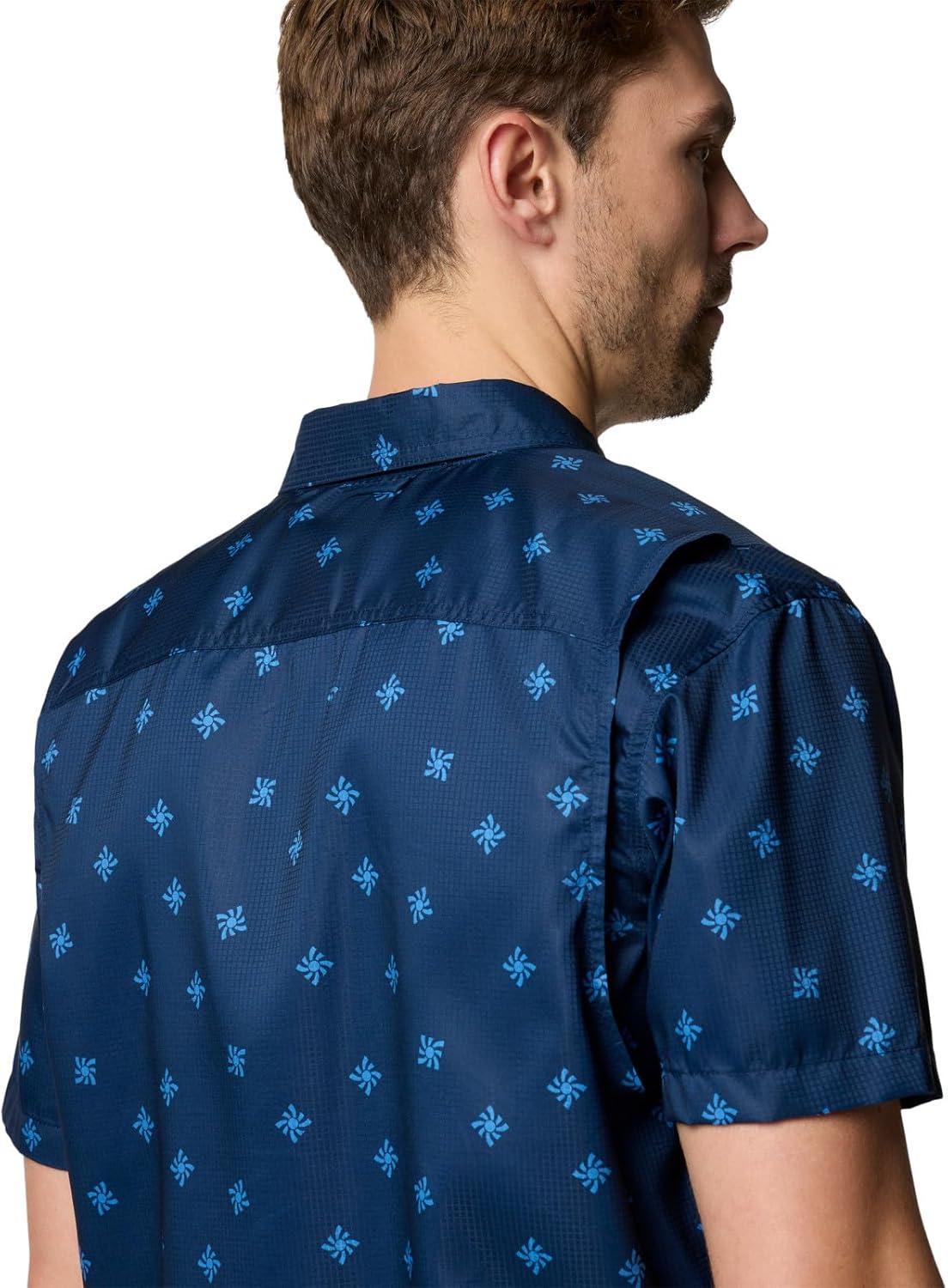 imageColumbia Mens Utilizer Printed Woven Short SleeveColl Navy Sundot Tonal