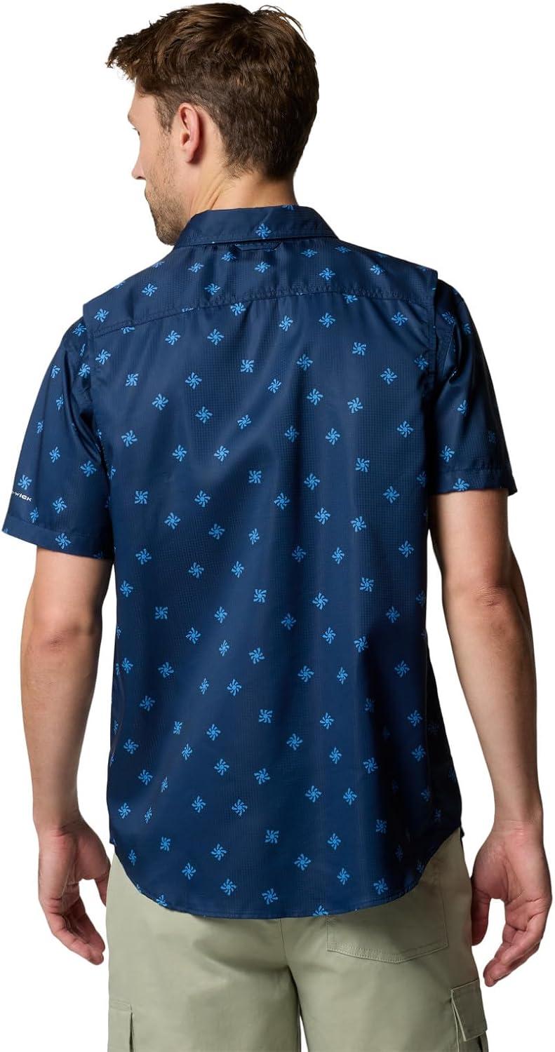 imageColumbia Mens Utilizer Printed Woven Short SleeveColl Navy Sundot Tonal