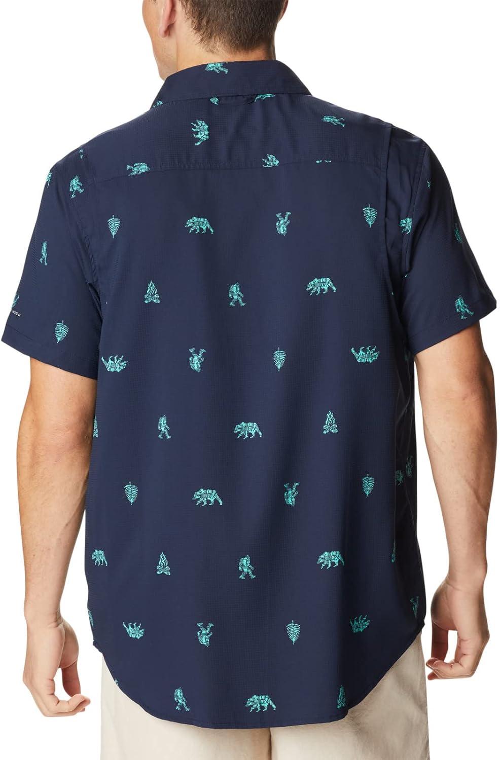 imageColumbia Mens Utilizer Printed Woven Short SleeveCollegiate Navy Camp Social