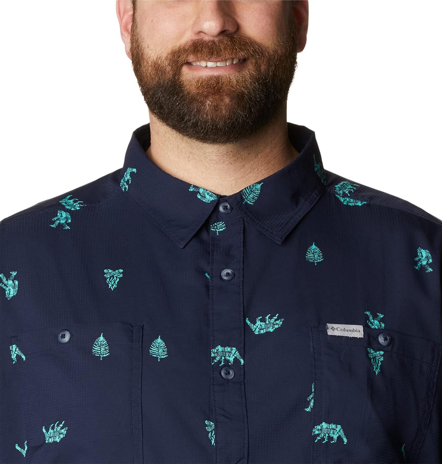 imageColumbia Mens Utilizer Printed Woven Short SleeveCollegiate Navy Camp Social