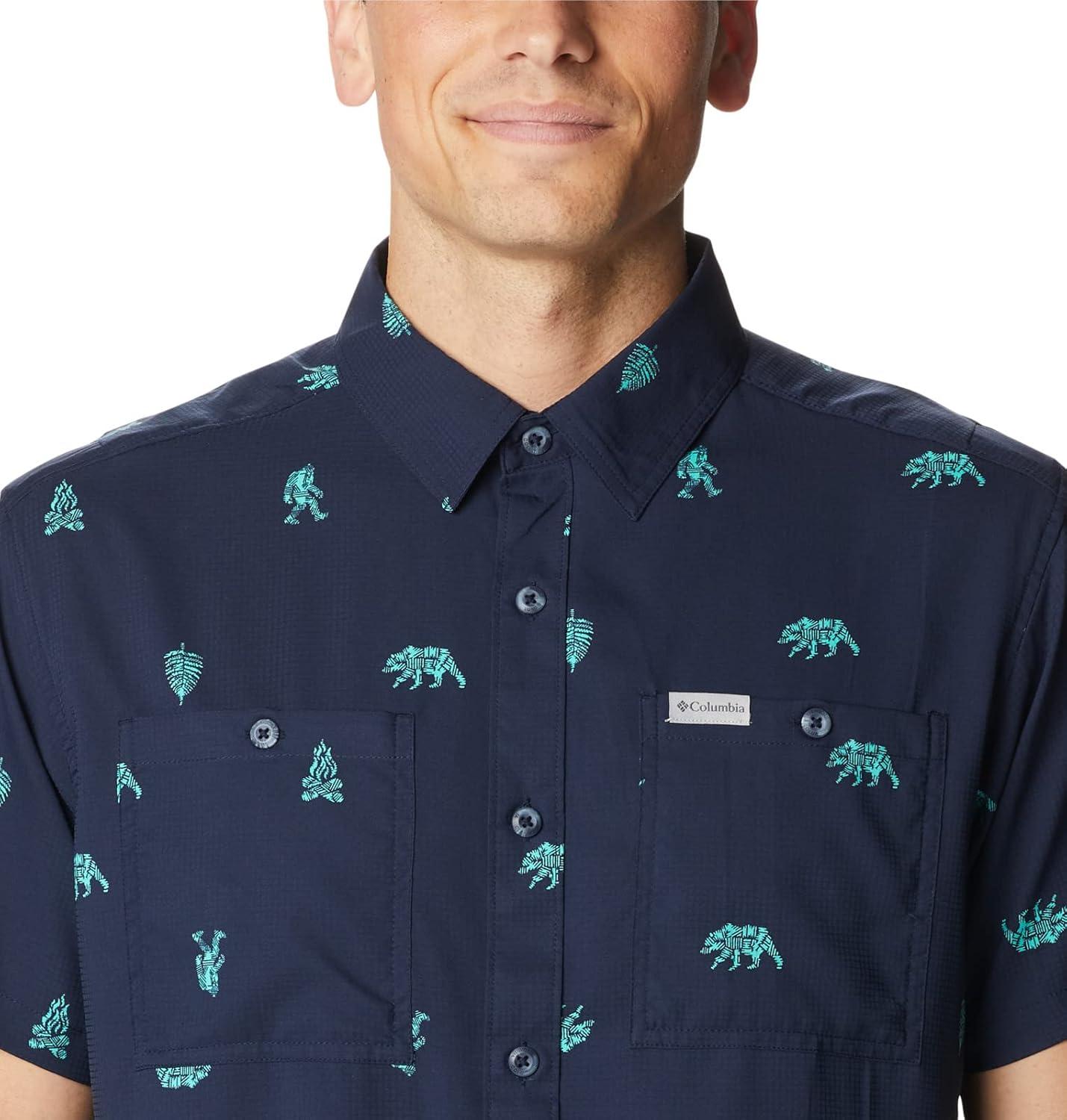 imageColumbia Mens Utilizer Printed Woven Short SleeveCollegiate Navy Camp Social
