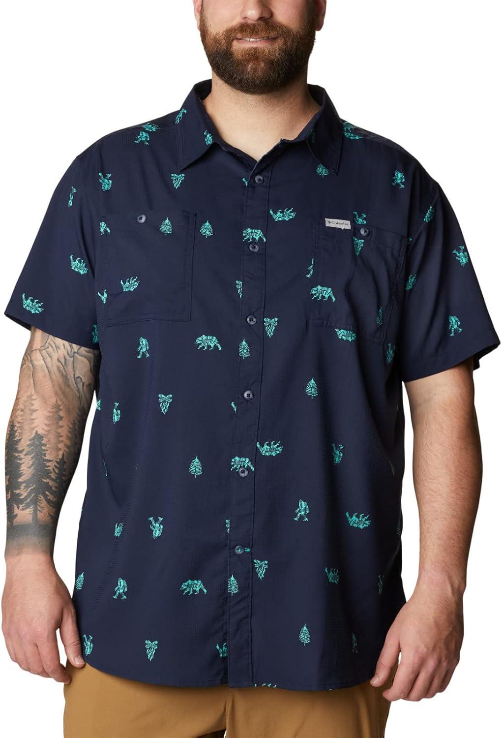imageColumbia Mens Utilizer Printed Woven Short SleeveCollegiate Navy Camp Social