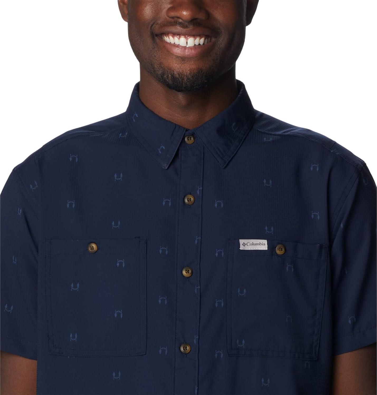 imageColumbia Mens Utilizer Printed Woven Short SleeveCollegiate Navy Hammocked