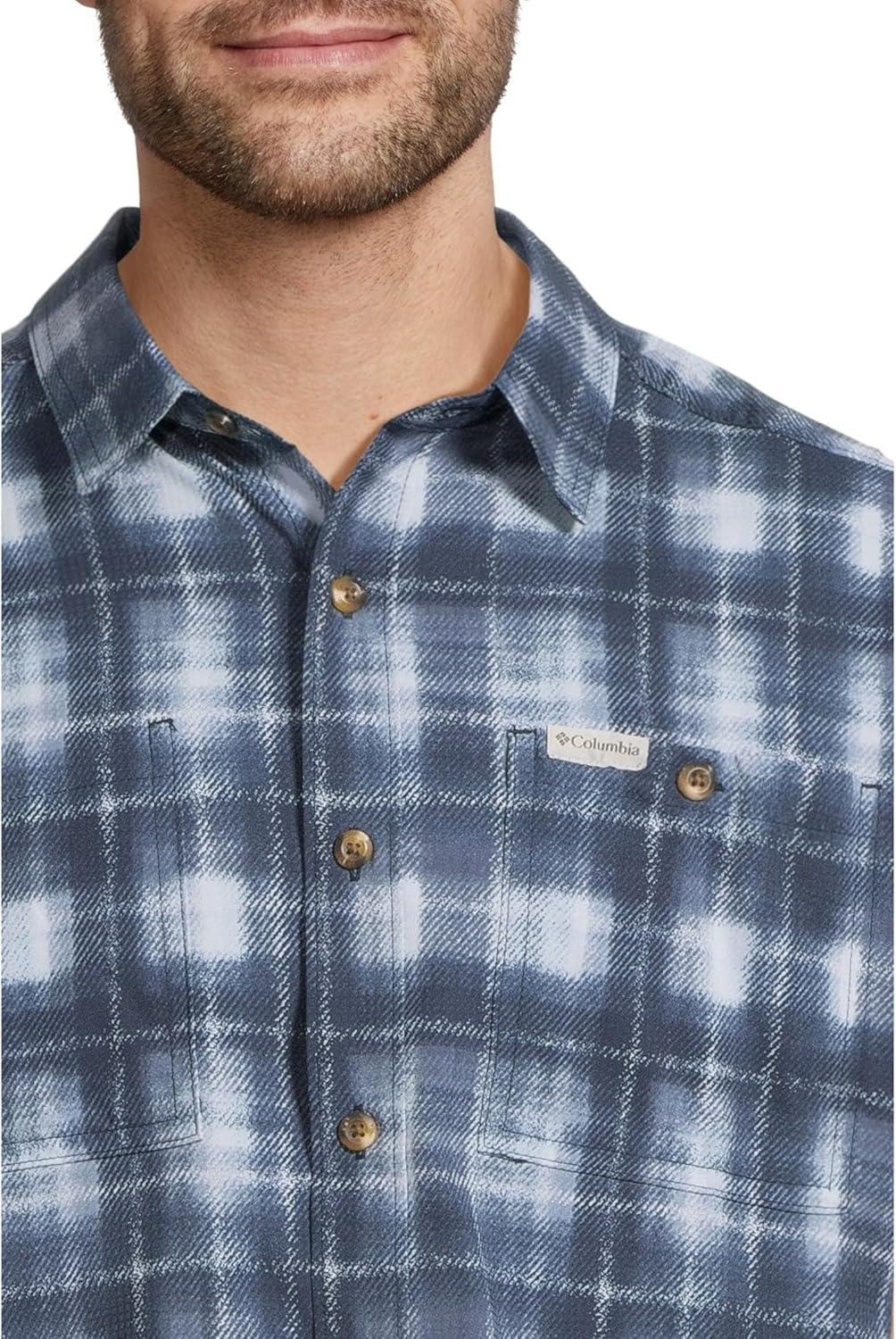 imageColumbia Mens Utilizer Printed Woven Short SleeveCollegiate Navy Omblur