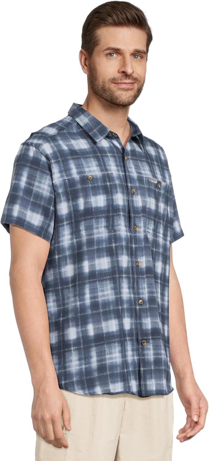 imageColumbia Mens Utilizer Printed Woven Short SleeveCollegiate Navy Omblur