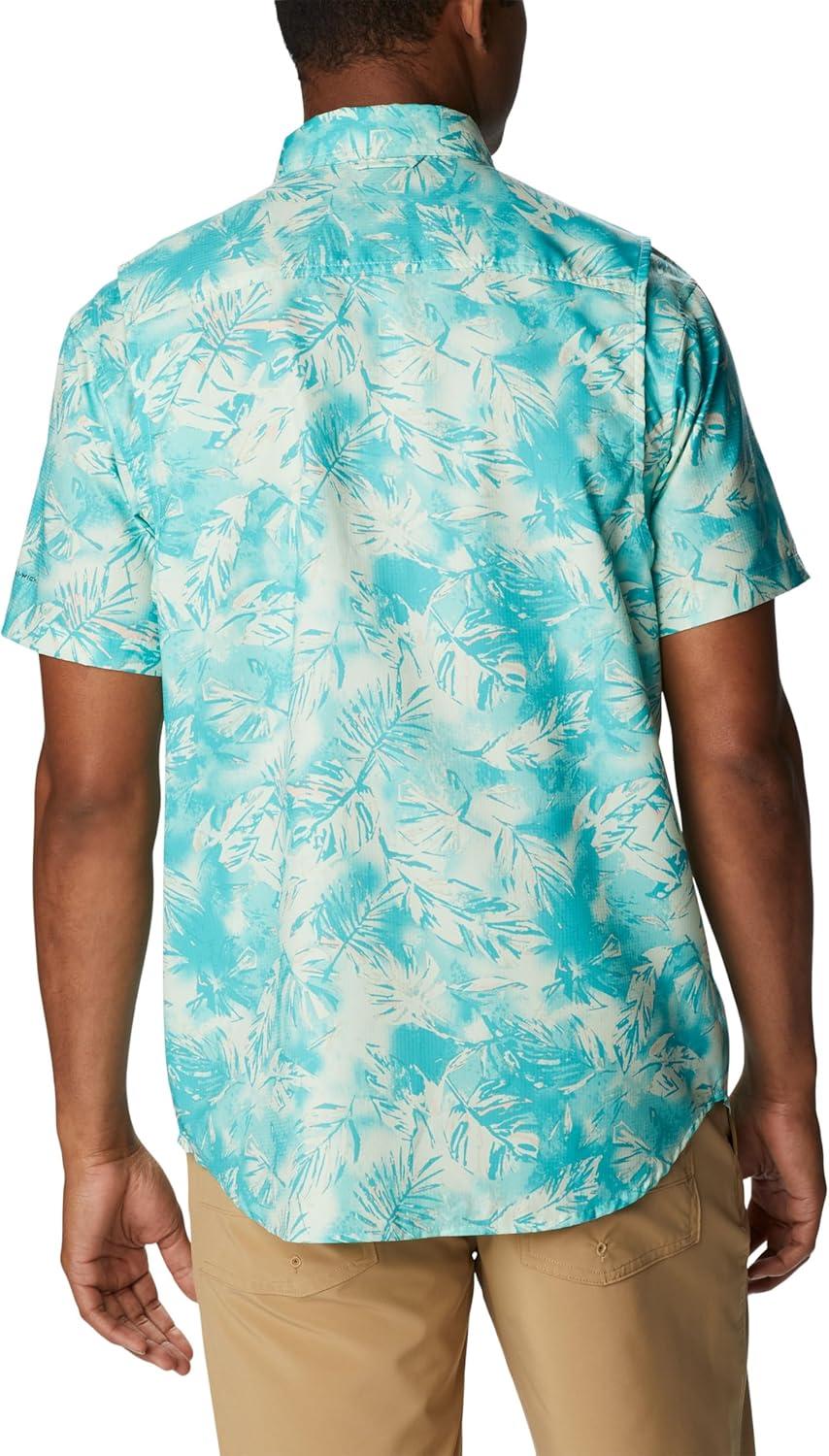 imageColumbia Mens Utilizer Printed Woven Short SleeveIce Green Sketchy Paradise