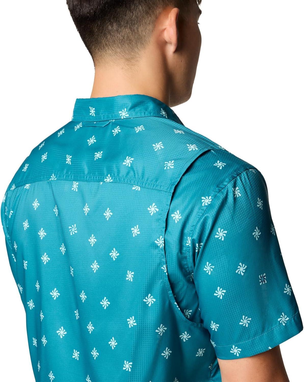 imageColumbia Mens Utilizer Printed Woven Short SleeveRiver Blue Sundot Tonal