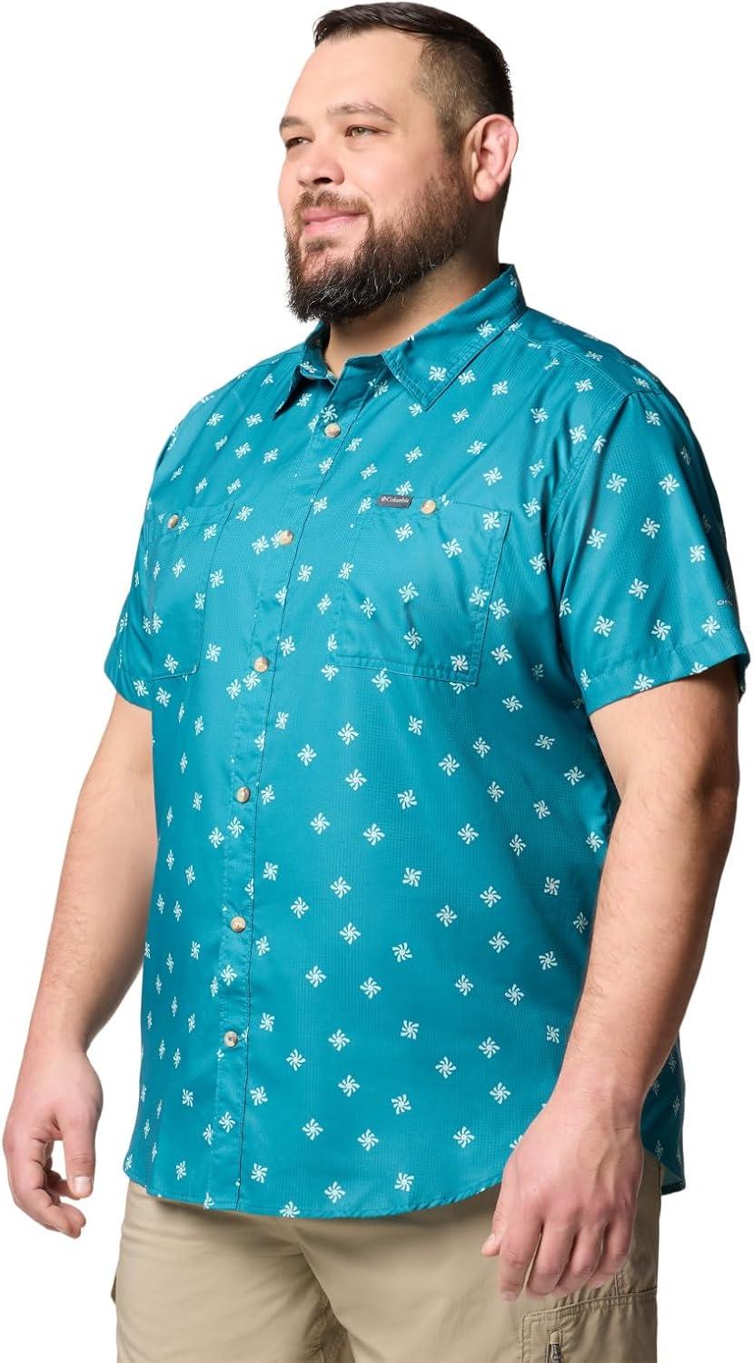imageColumbia Mens Utilizer Printed Woven Short SleeveRiver Blue Sundot Tonal