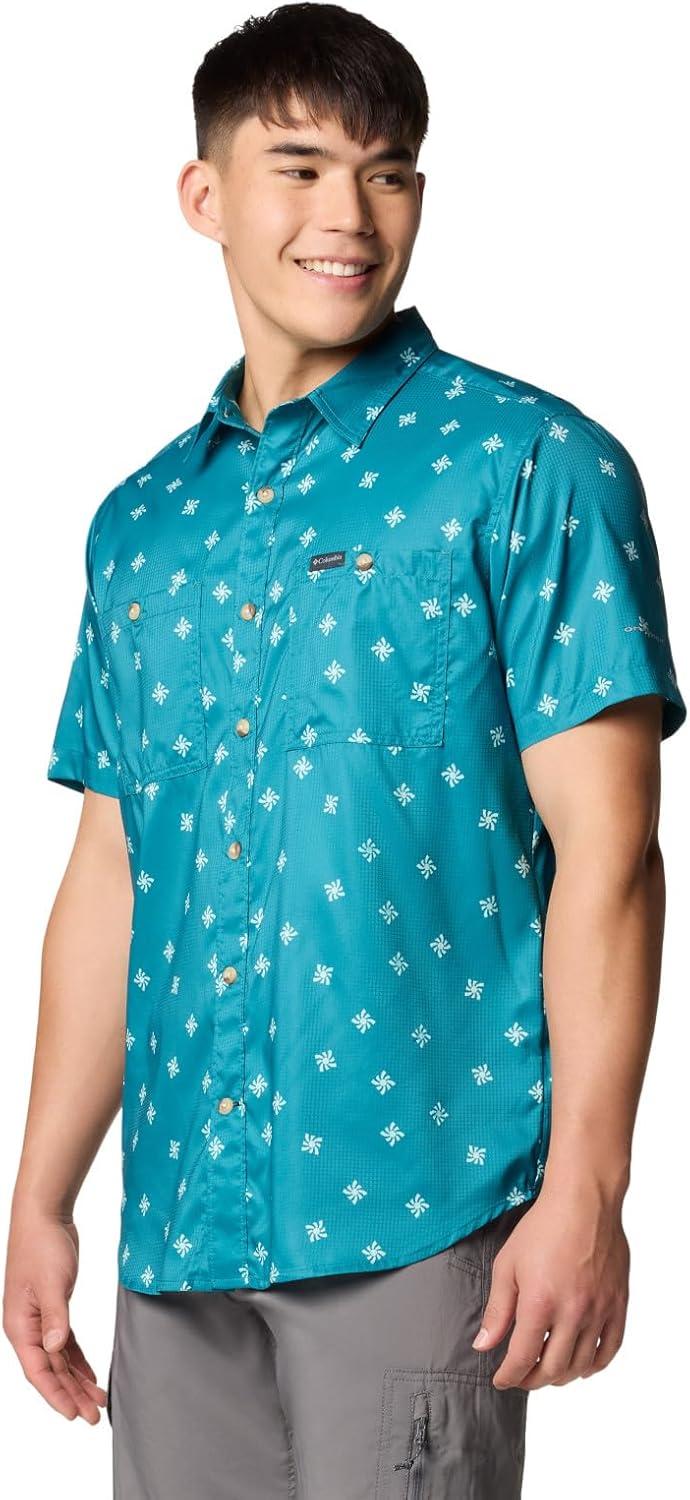 imageColumbia Mens Utilizer Printed Woven Short SleeveRiver Blue Sundot Tonal