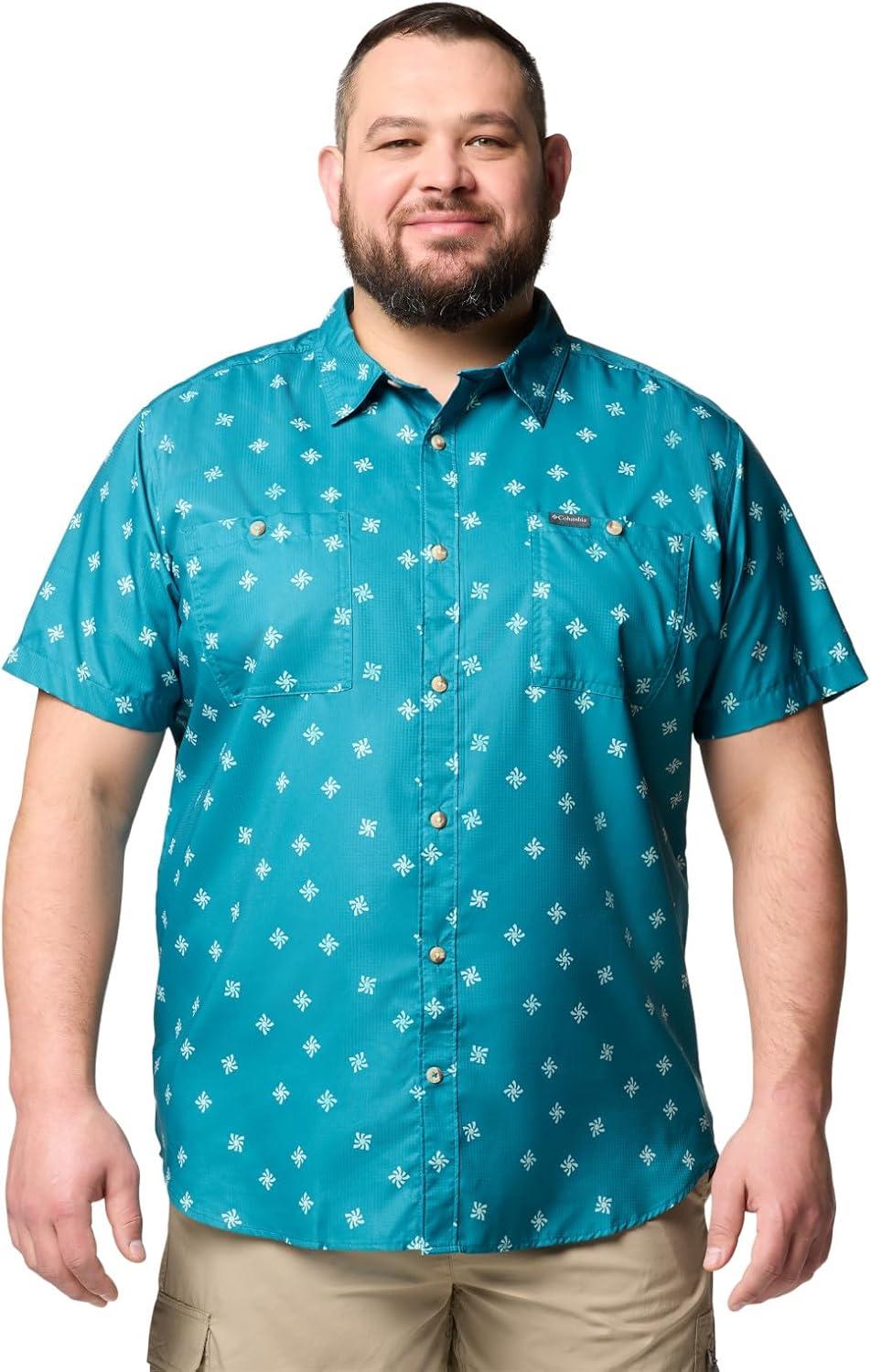 imageColumbia Mens Utilizer Printed Woven Short SleeveRiver Blue Sundot Tonal
