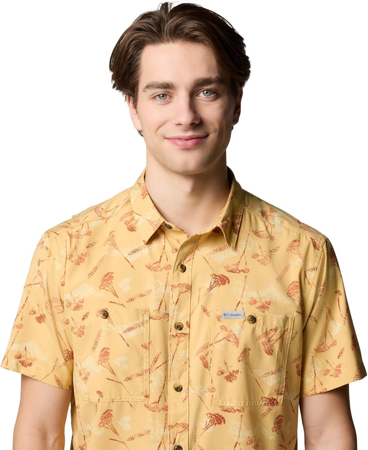 imageColumbia Mens Utilizer Printed Woven Short SleeveSand Dune Yarrow Mirage