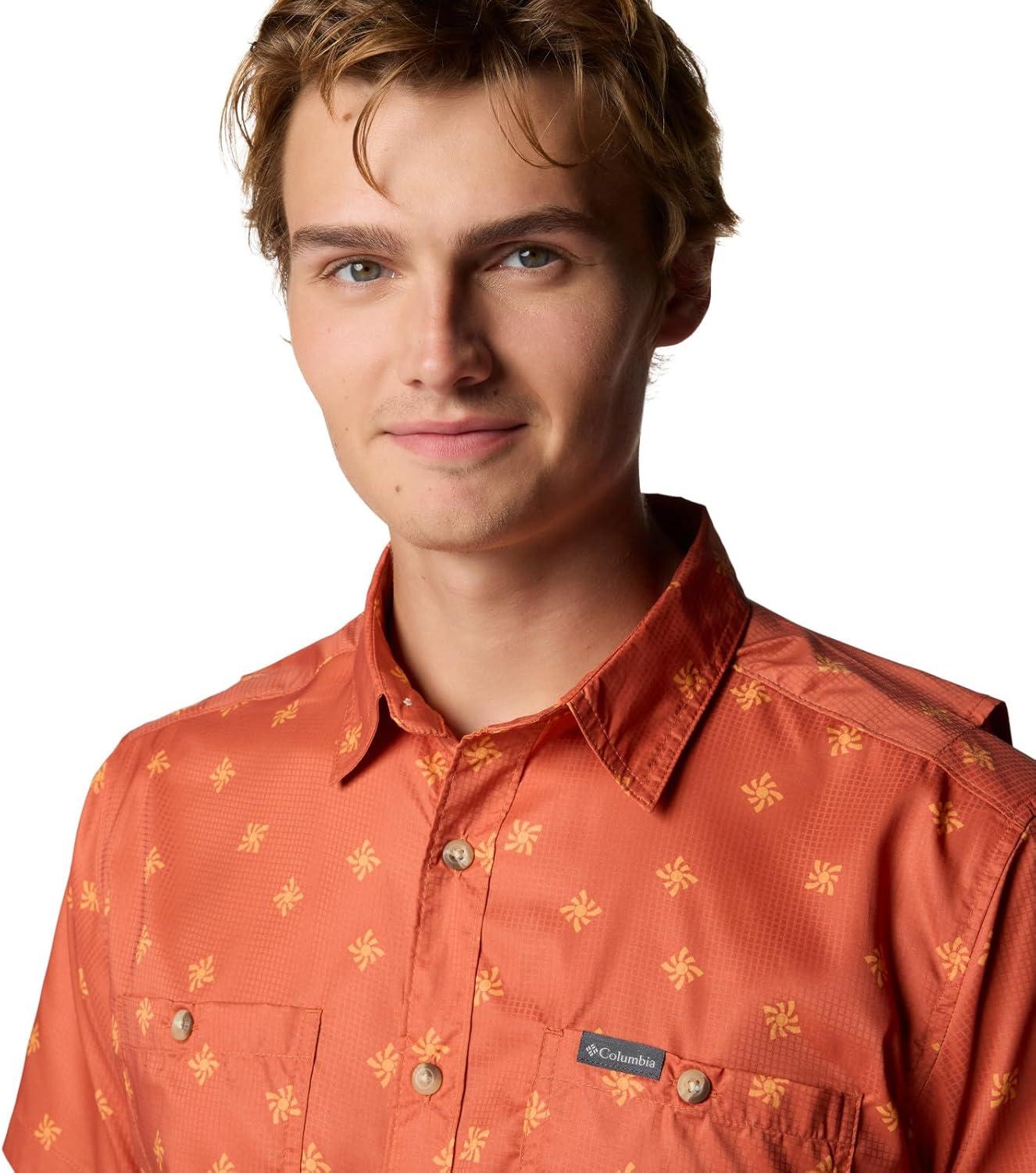 imageColumbia Mens Utilizer Printed Woven Short SleeveTuscan Sundot Tonal