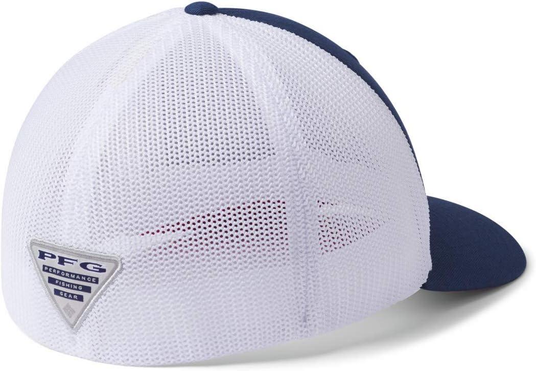 imageColumbia Unisex Adult PFG Logo Mesh Ball CapCarbon White Red Spark Bass