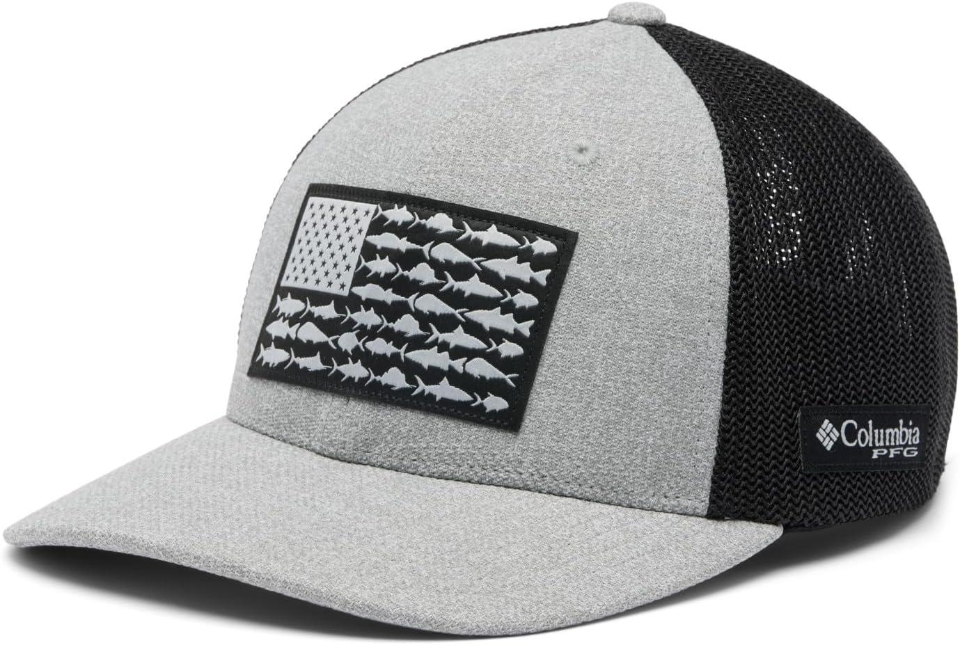 imageColumbia Unisex Adult PFG Logo Mesh Ball CapCool Grey HeatherGrillUS Fish Flag