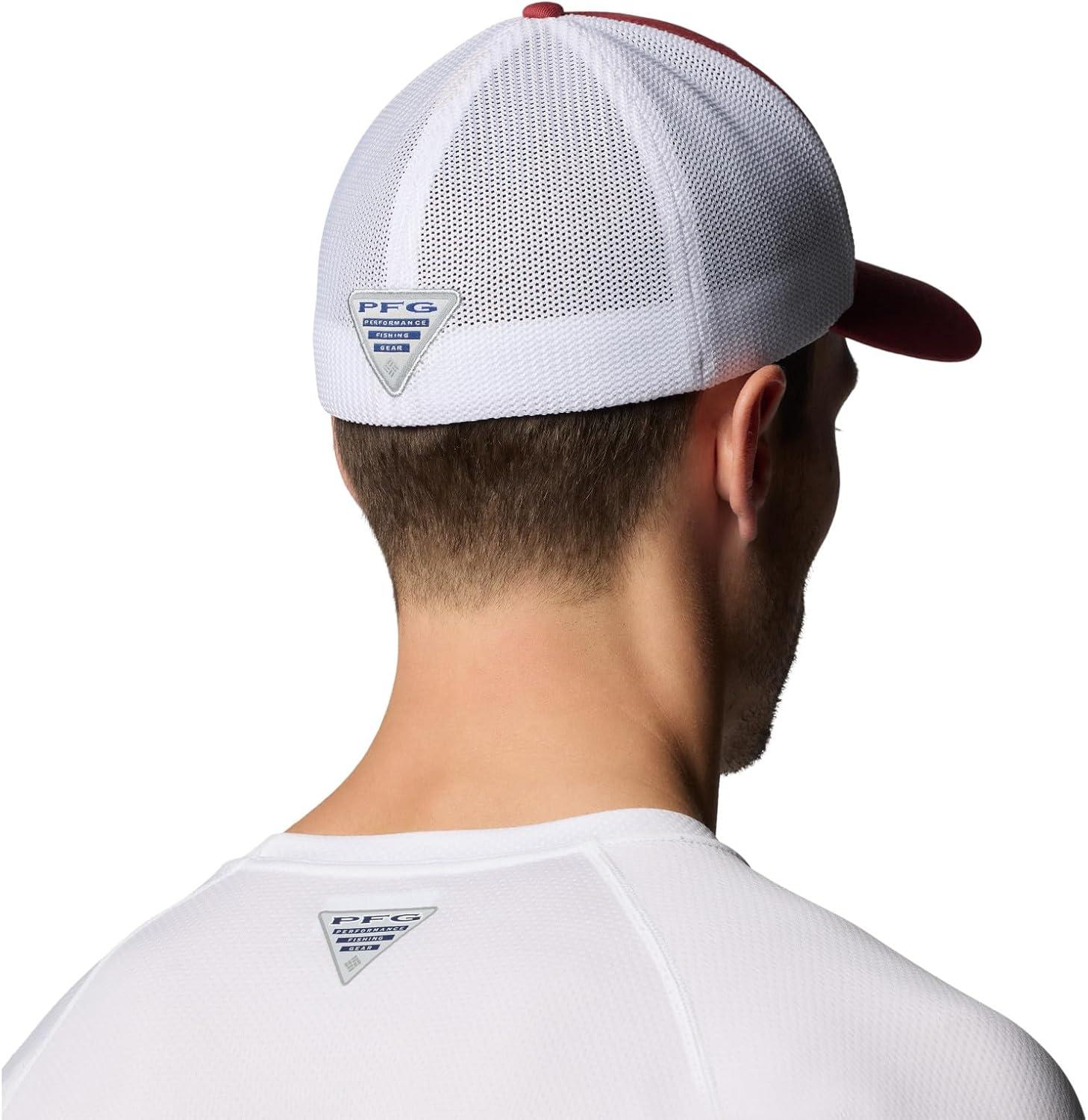 imageColumbia Unisex Adult PFG Logo Mesh Ball CapDusty CrimsonWhiteNocturnal