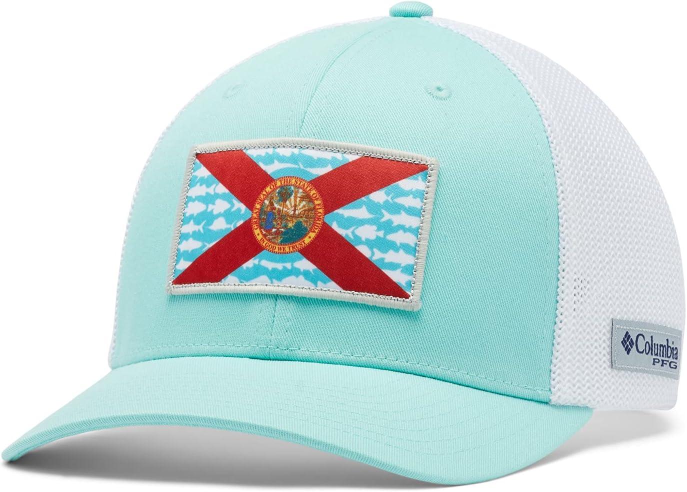 imageColumbia Unisex Adult PFG Logo Mesh Ball CapGulf StreamWhiteFl Fish Flag