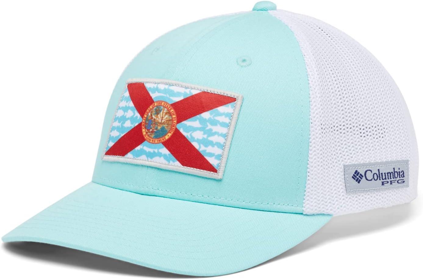 imageColumbia Unisex Adult PFG Logo Mesh Ball CapGulf StreamWhiteFl Fish Flag