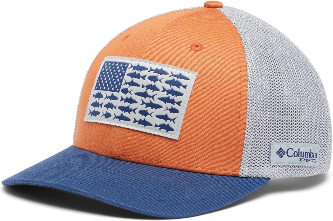 imageColumbia Unisex Adult PFG Logo Mesh Ball CapIsland OrangeInshore Slam Flag
