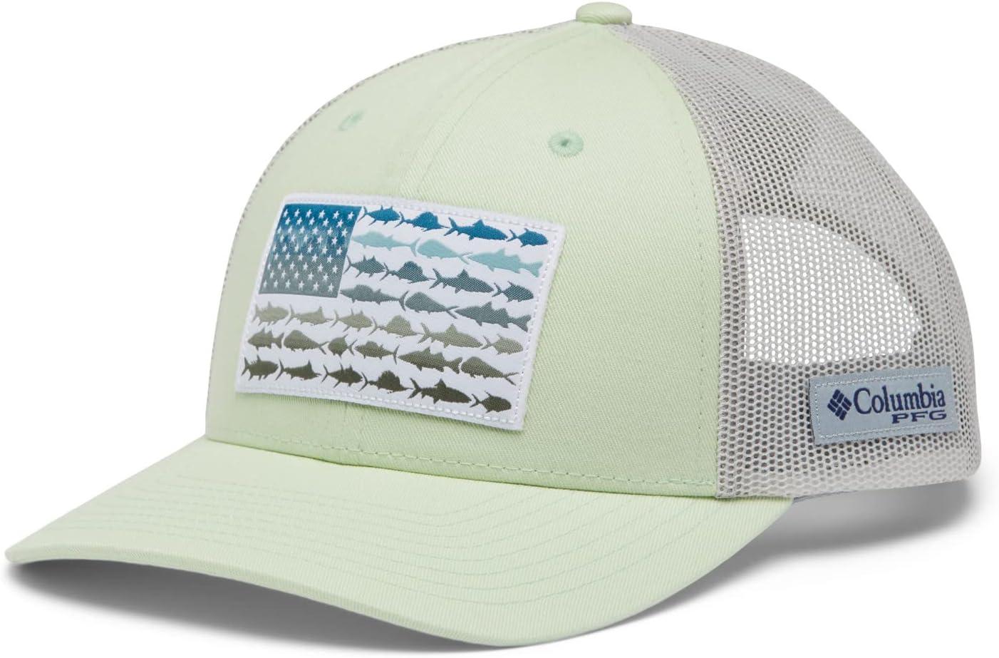 imageColumbia Unisex Adult PFG Logo Mesh Ball CapLight LimeNimbus Grey