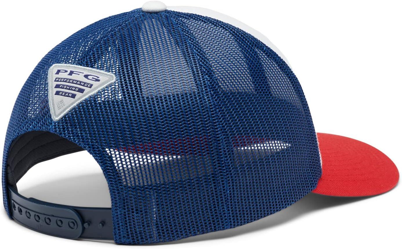imageColumbia Unisex Adult PFG Logo Mesh Ball CapRed Spark Us Flag
