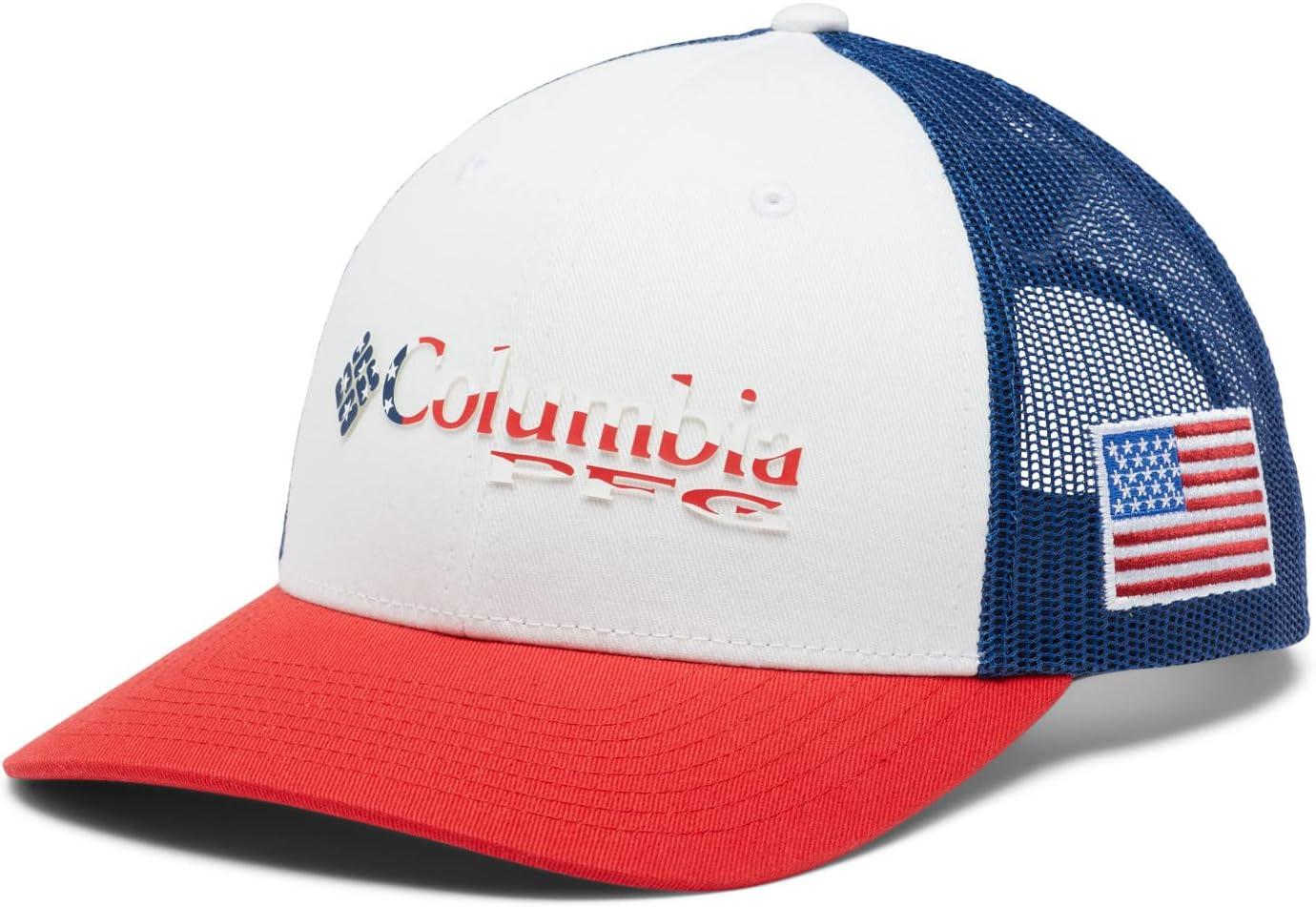 imageColumbia Unisex Adult PFG Logo Mesh Ball CapRed Spark Us Flag