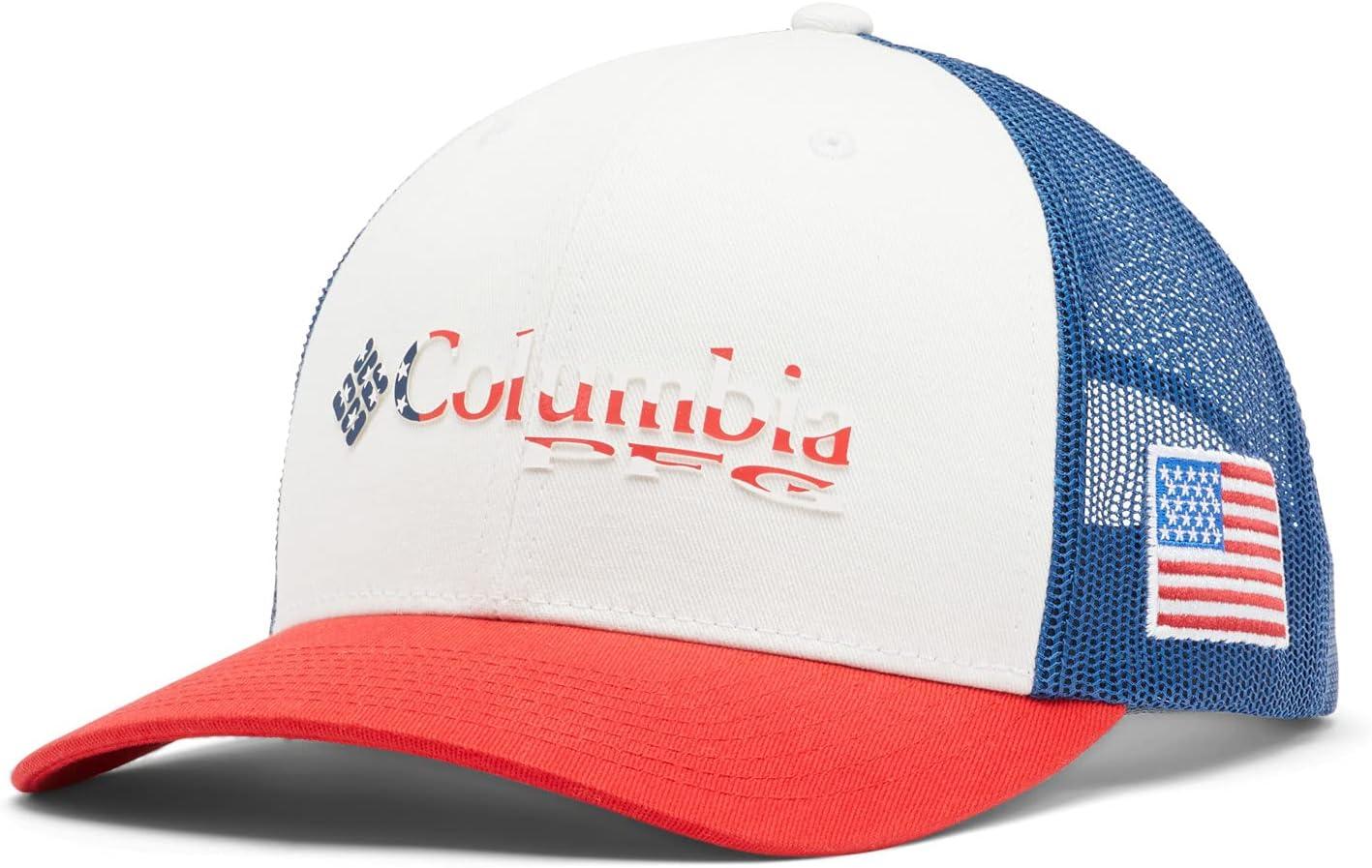 imageColumbia Unisex Adult PFG Logo Mesh Ball CapRed Spark Us Flag