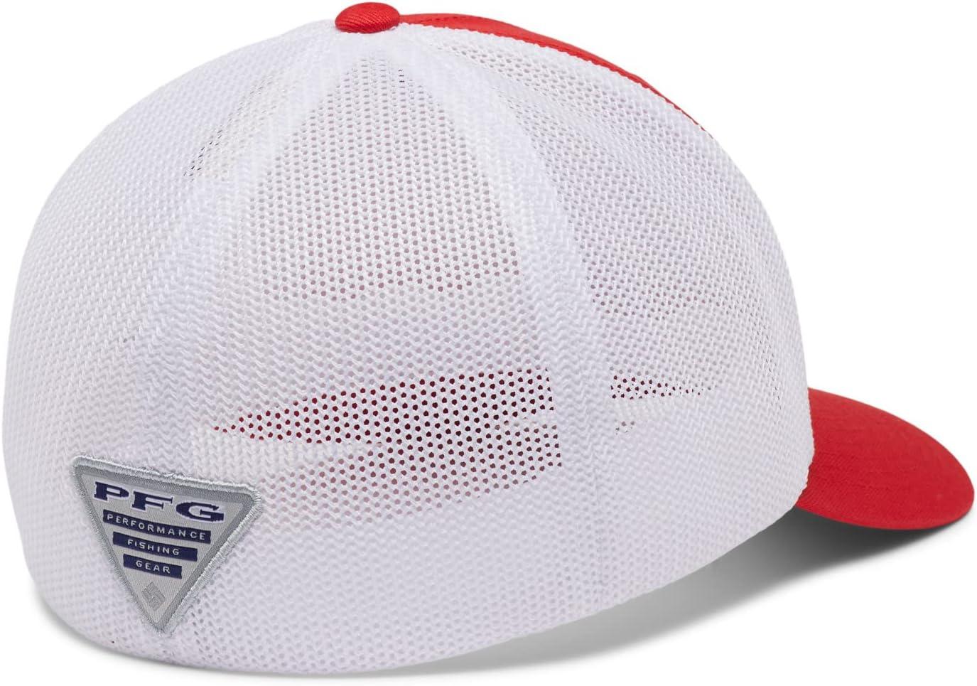 imageColumbia Unisex Adult PFG Logo Mesh Ball CapRed SparkWhiteUS Fish