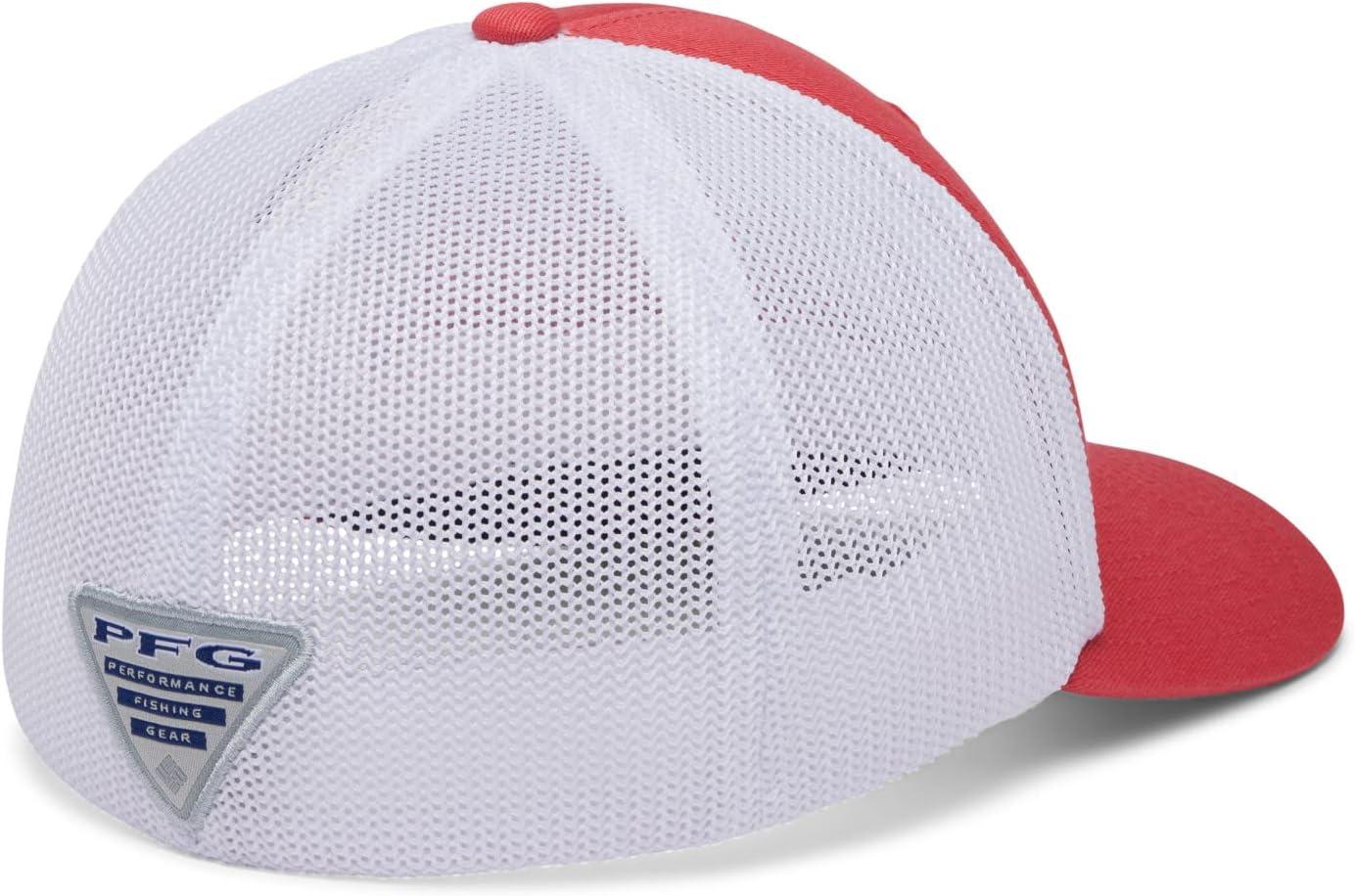 imageColumbia Unisex Adult PFG Logo Mesh Ball CapSunset RedCollegiate Navy