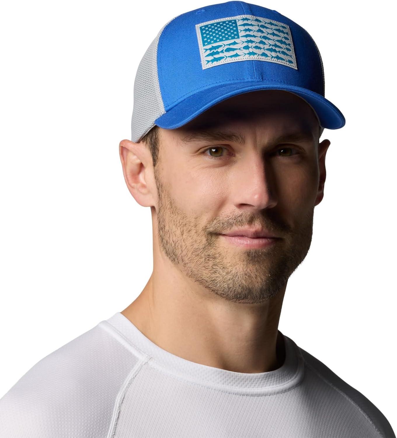 imageColumbia Unisex Adult PFG Logo Mesh Ball CapVivid BlueCool GreyUs Fish Flag