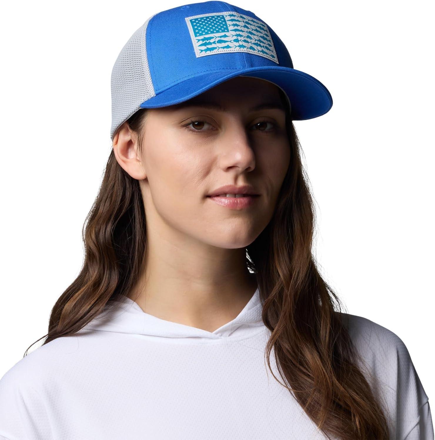 imageColumbia Unisex Adult PFG Logo Mesh Ball CapVivid BlueCool GreyUs Fish Flag