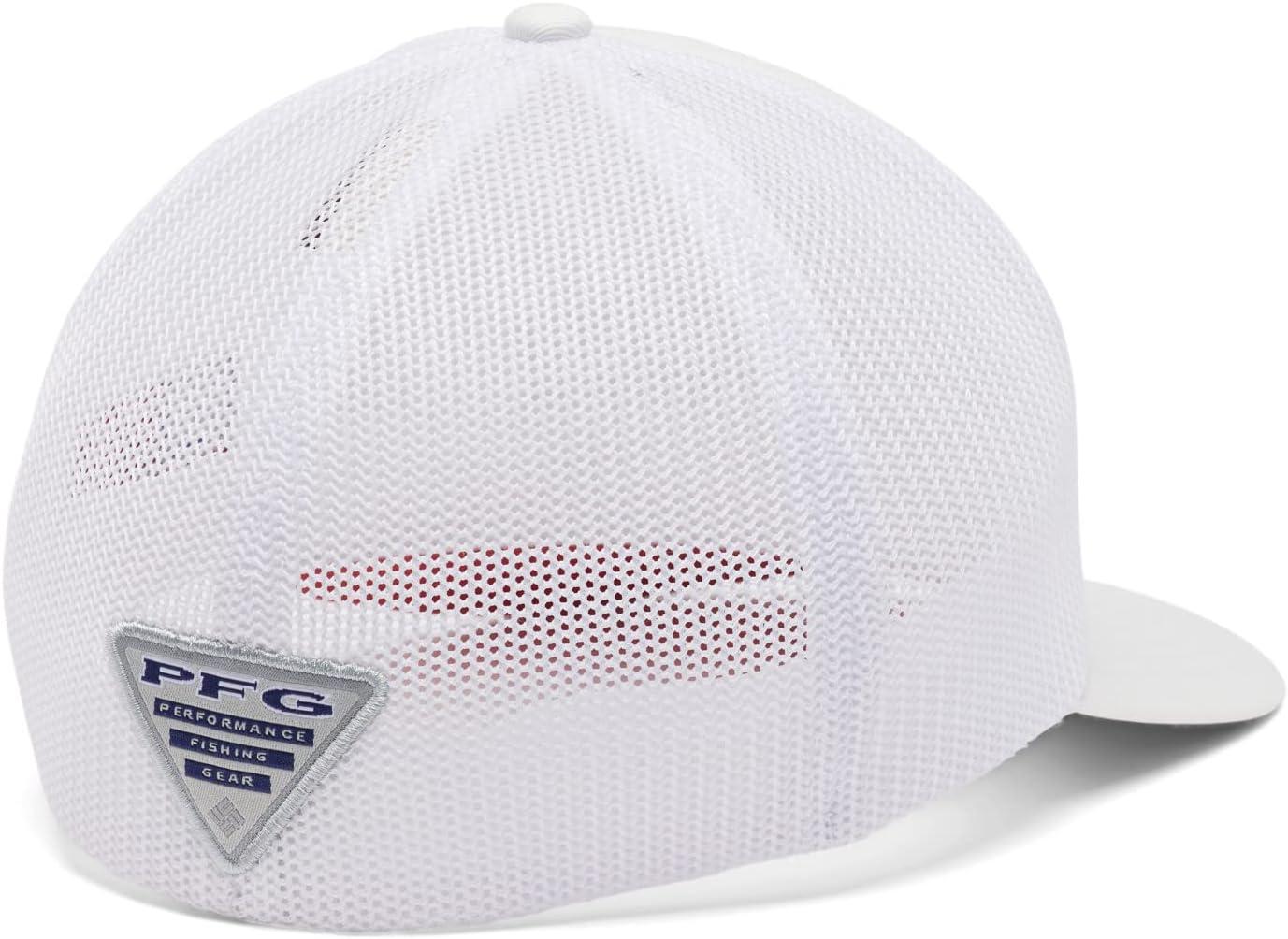 imageColumbia Unisex Adult PFG Logo Mesh Ball CapWhite Vivid Blue Usa Flag