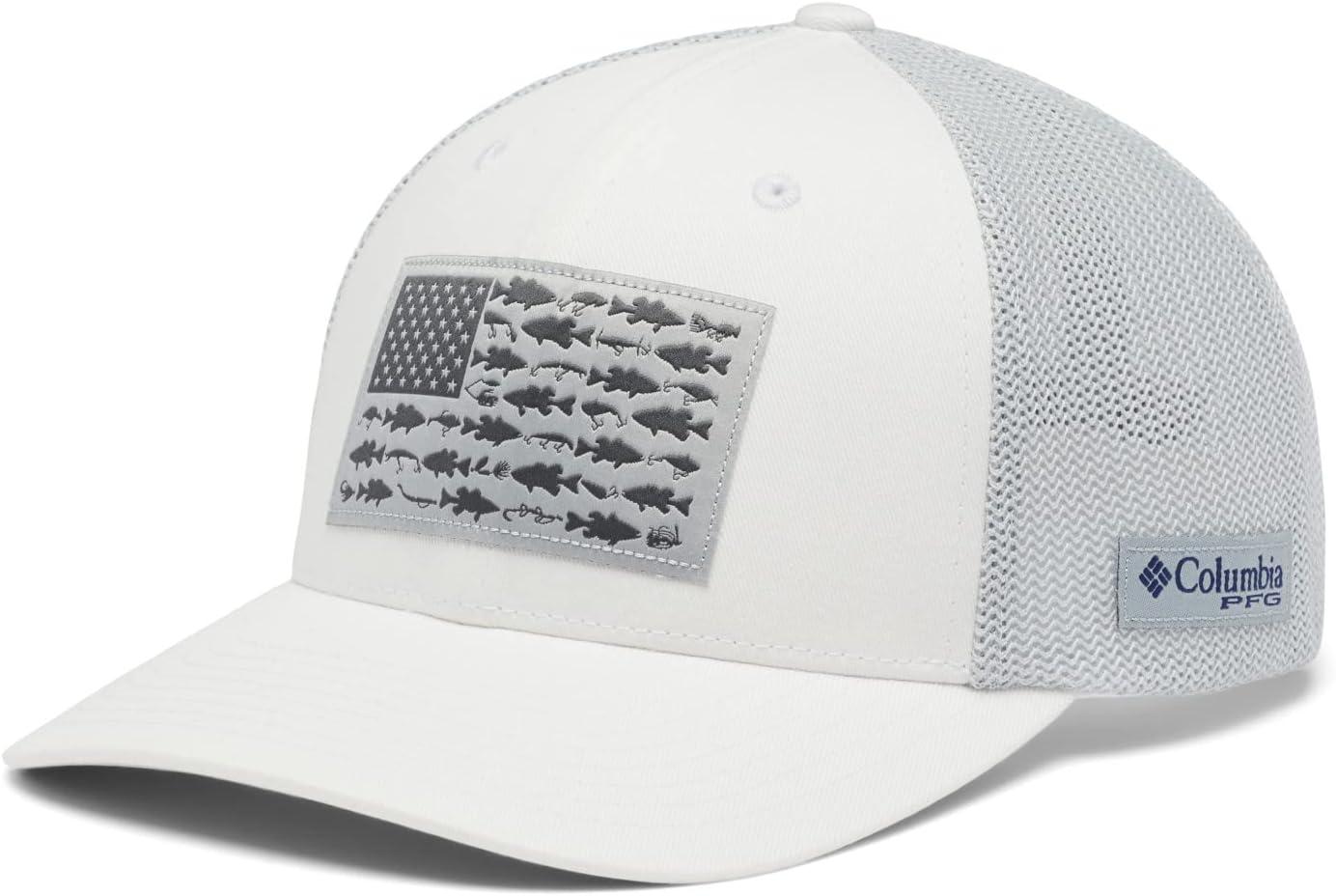 imageColumbia Unisex Adult PFG Logo Mesh Ball CapWhiteCool GreyBass Flag