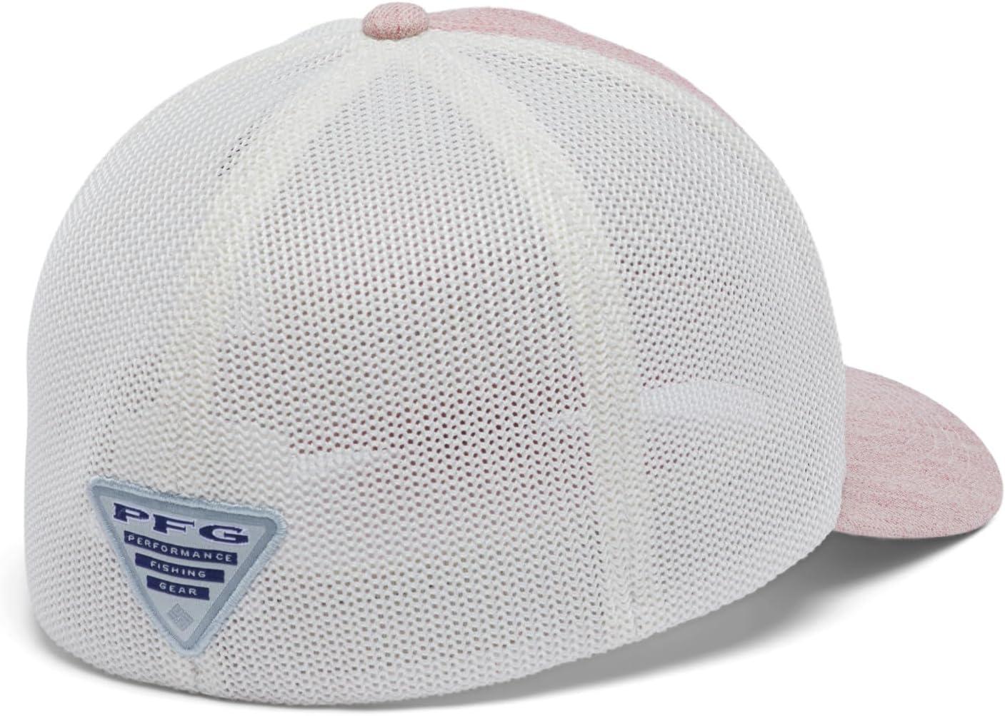 imageColumbia UnisexAdult PFG Leather Fish Flag Mesh Ball CapCapSunset Red HeatherChalk