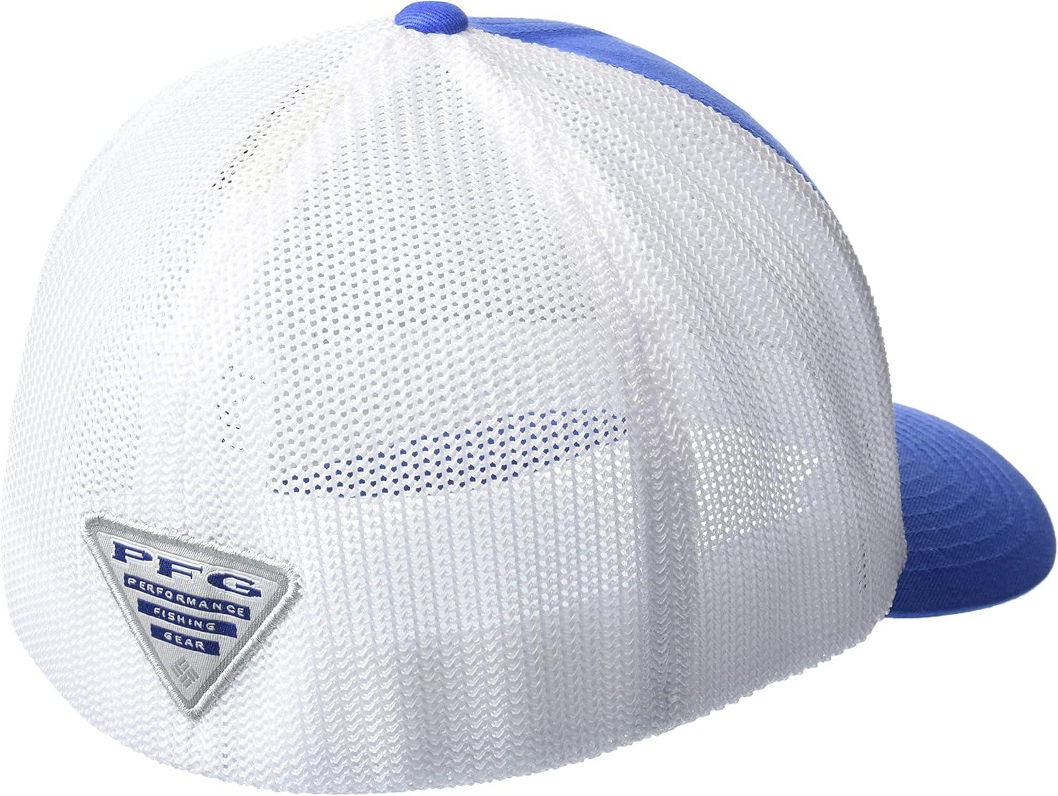 imageColumbia UnisexAdult PFG Leather Fish Flag Mesh Ball CapCapVivid BlueWhite