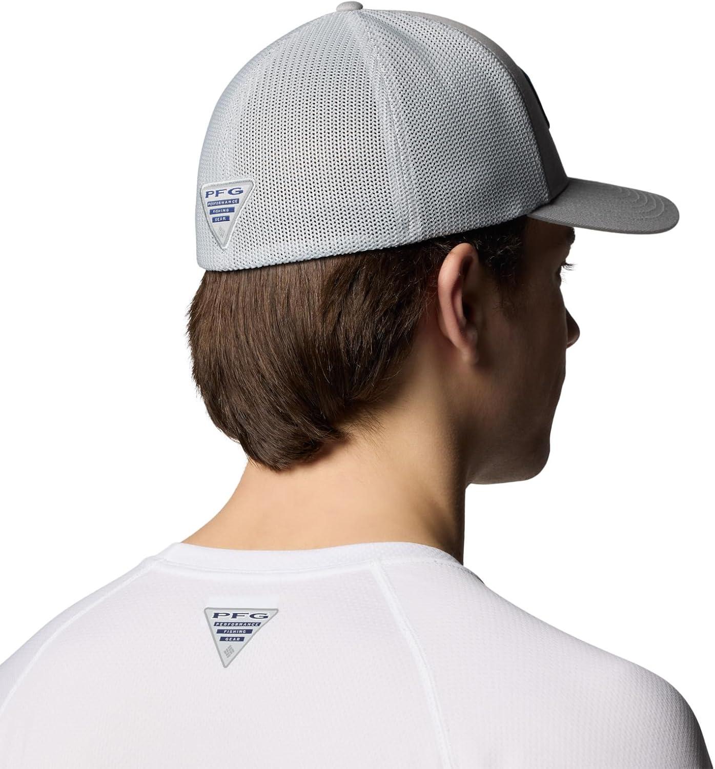 imageColumbia UnisexAdult PFG Patch Mesh Ball CapCool GreyBig Badge Marlin
