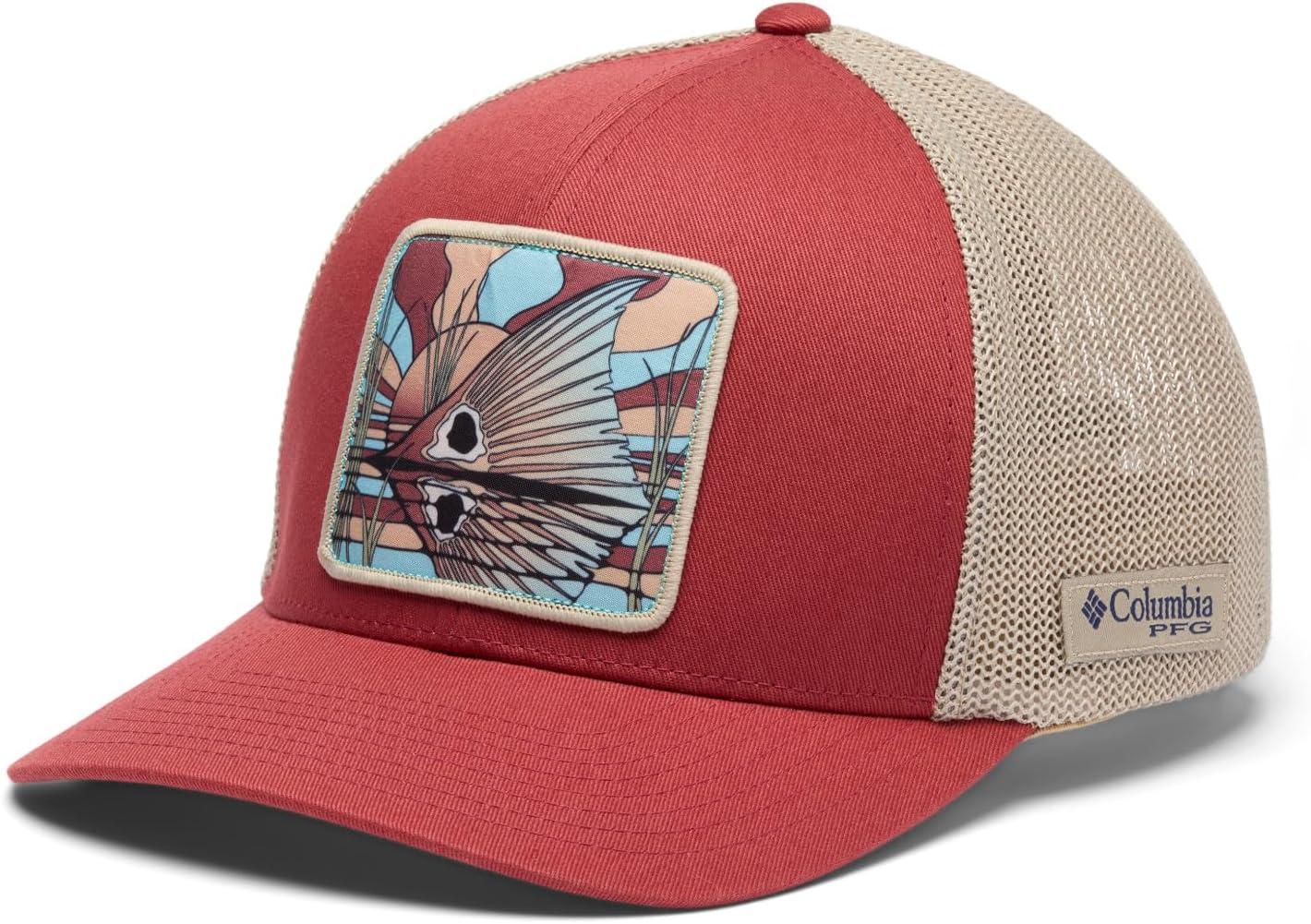 imageColumbia UnisexAdult PFG Patch Mesh Ball CapDusty CrimsonFossilRedfish Shine