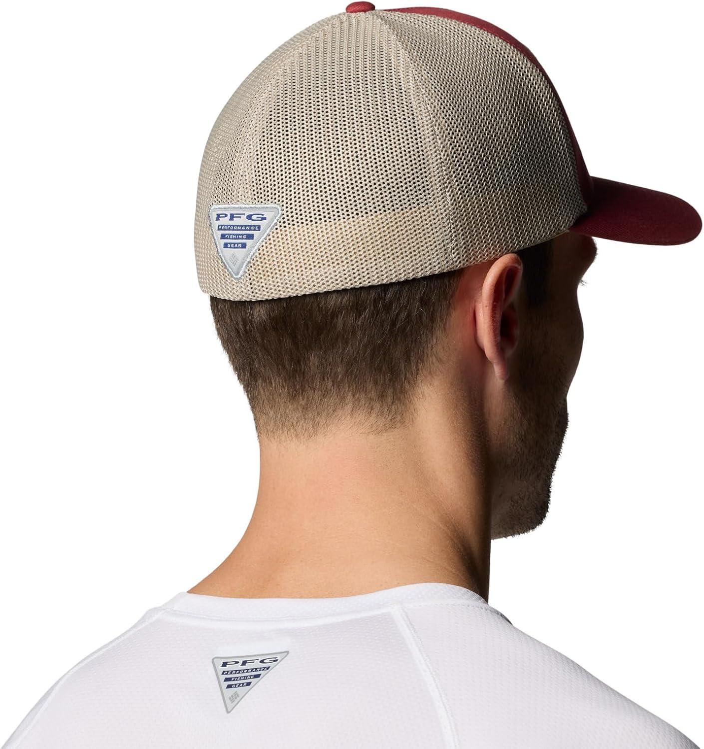 imageColumbia UnisexAdult PFG Patch Mesh Ball CapDusty CrimsonFossilRedfish Shine