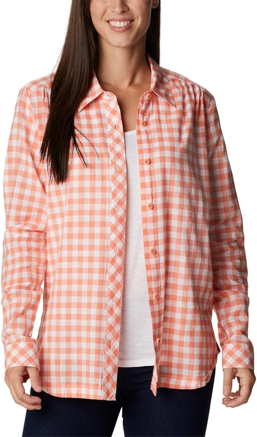 imageColumbia Womens Camp Henry Iii Ls ShirtCoral Reef Gingham