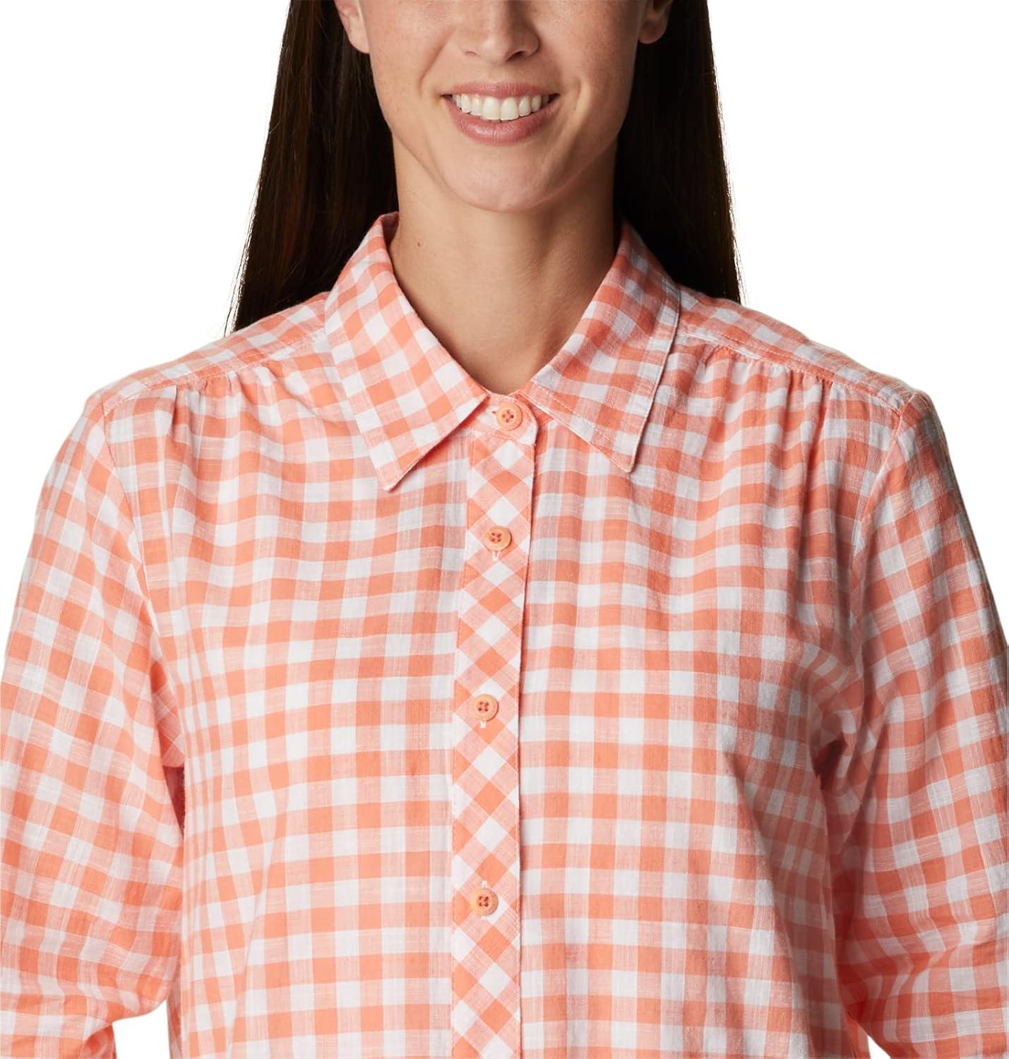 imageColumbia Womens Camp Henry Iii Ls ShirtCoral Reef Gingham