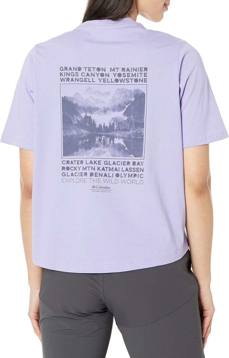 imageColumbia Womens North Cascades Graphic Short Sleeve TeeFrosted PurpleExplore Np Graphic