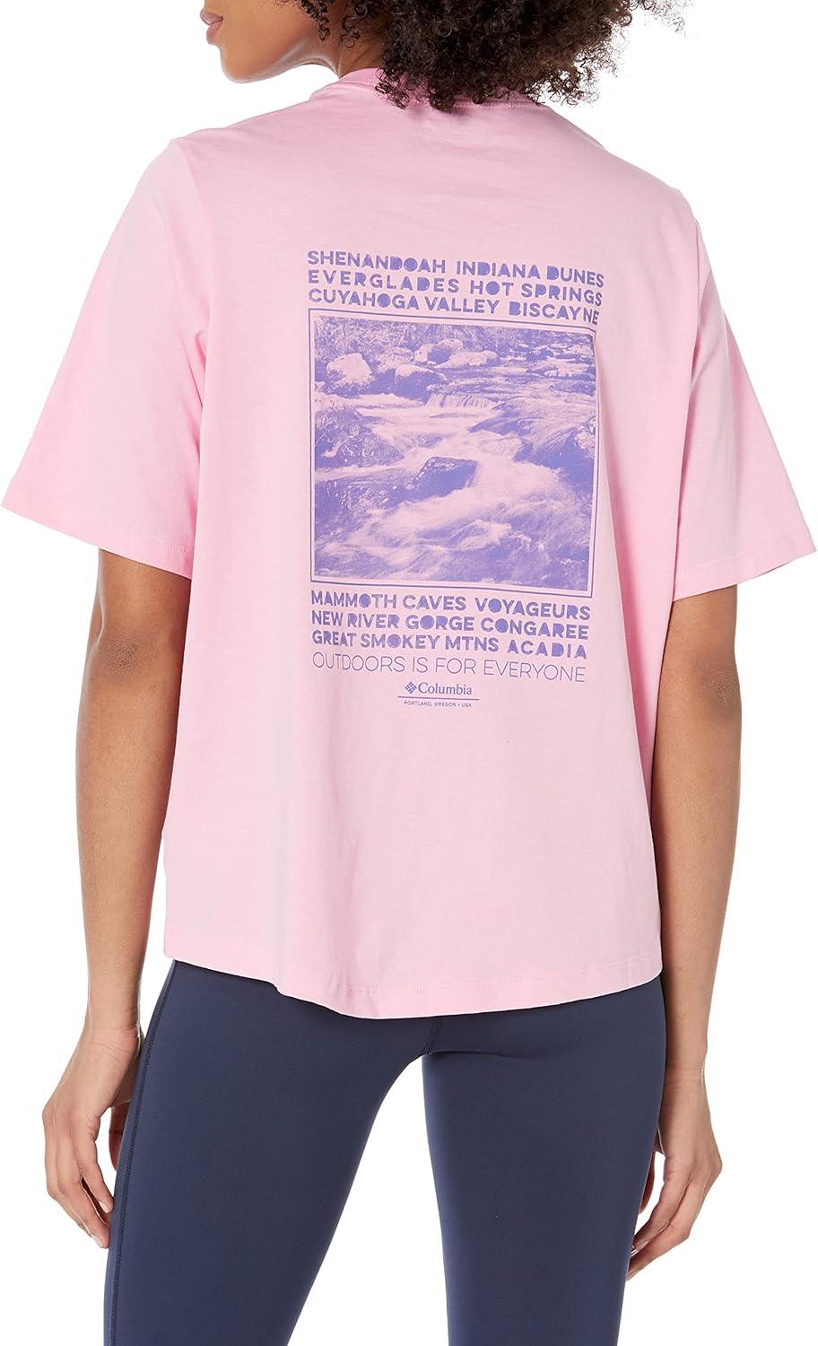 imageColumbia Womens North Cascades Graphic Short Sleeve TeeWild RoseEveryones Np Graphic