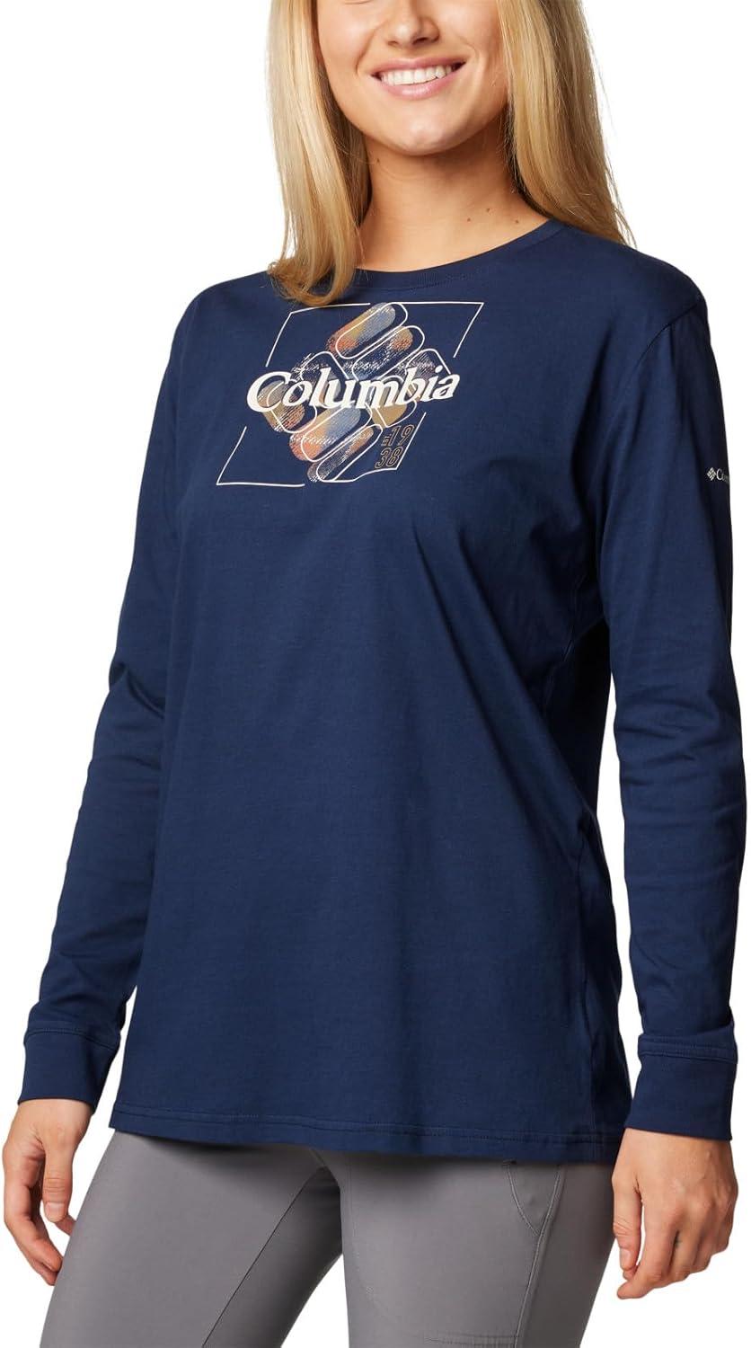 imageColumbia Womens North Cascades Long Sleeve TeeCollegiate NavyDimensional Gem Omblur