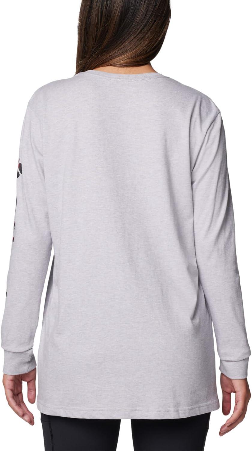 imageColumbia Womens North Cascades Long Sleeve TeeColm Grey HthrCsc Sleeve Logo Omblur