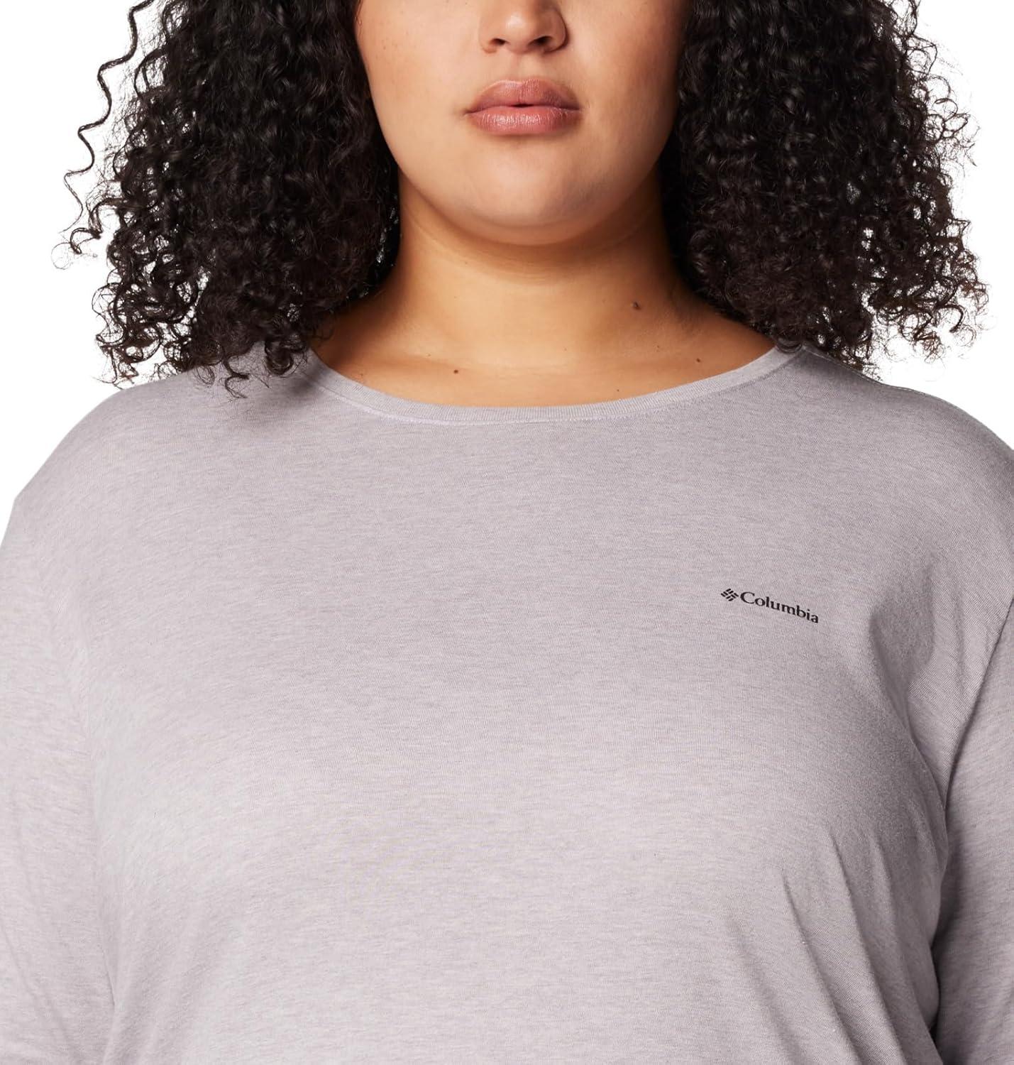 imageColumbia Womens North Cascades Long Sleeve TeeColm Grey HthrCsc Sleeve Logo Omblur