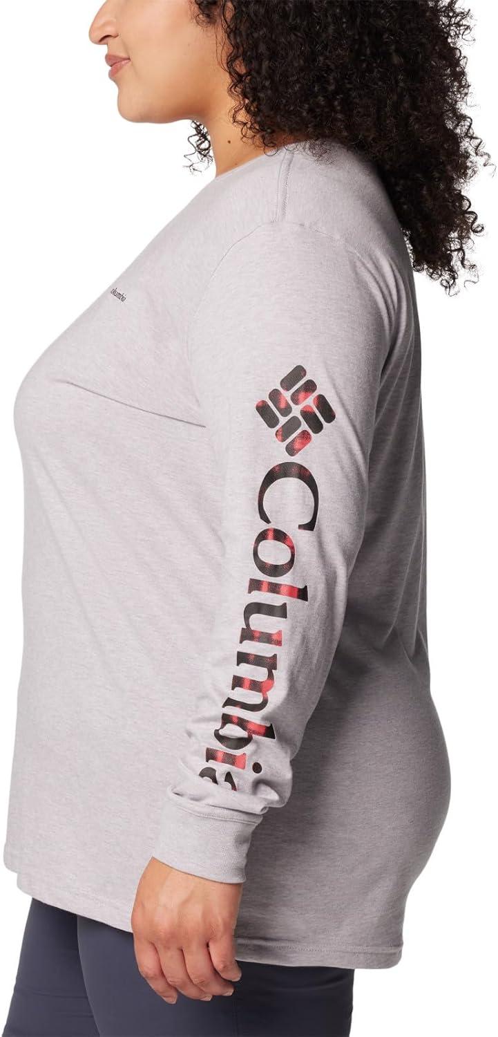 imageColumbia Womens North Cascades Long Sleeve TeeColm Grey HthrCsc Sleeve Logo Omblur
