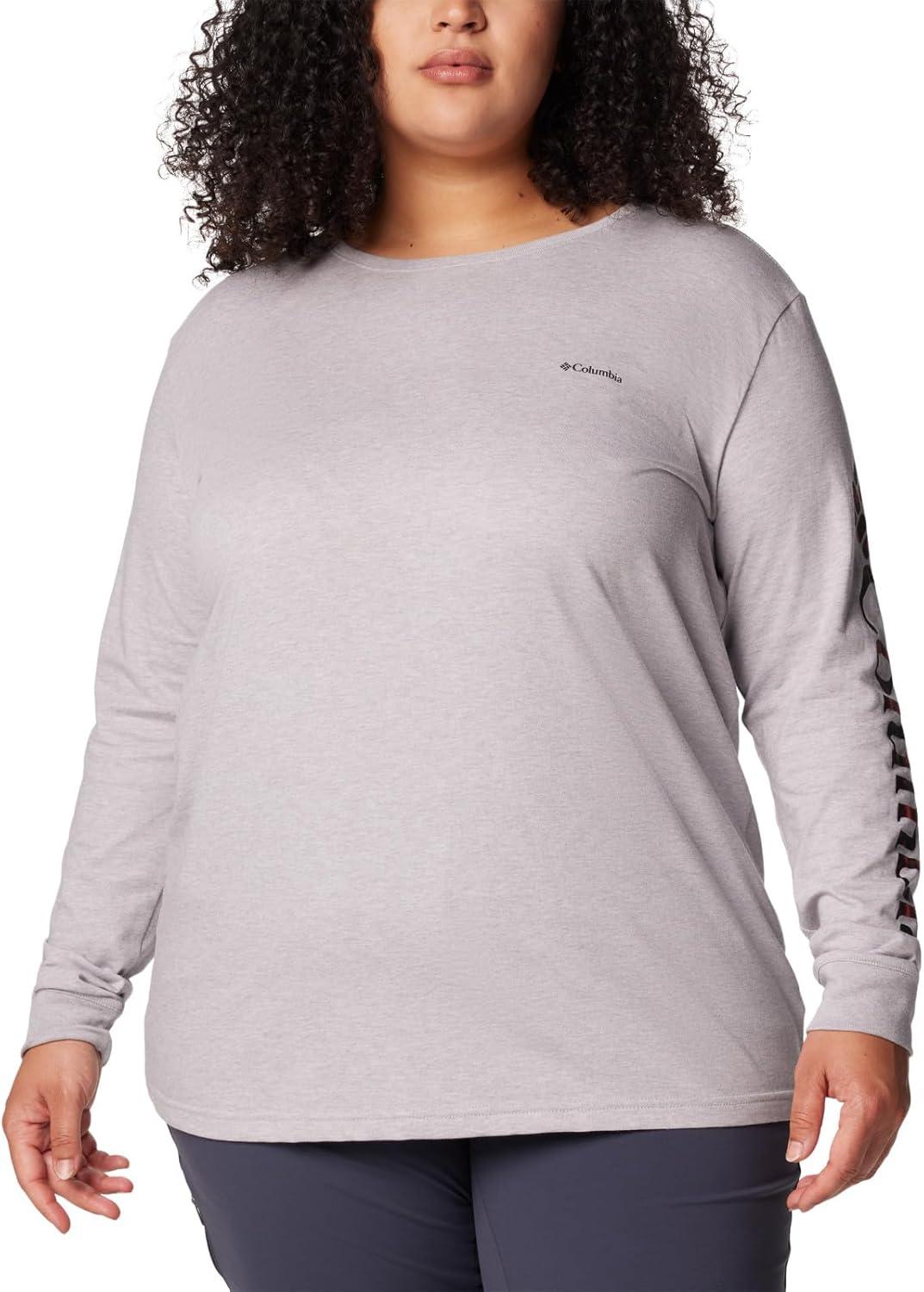 imageColumbia Womens North Cascades Long Sleeve TeeColm Grey HthrCsc Sleeve Logo Omblur