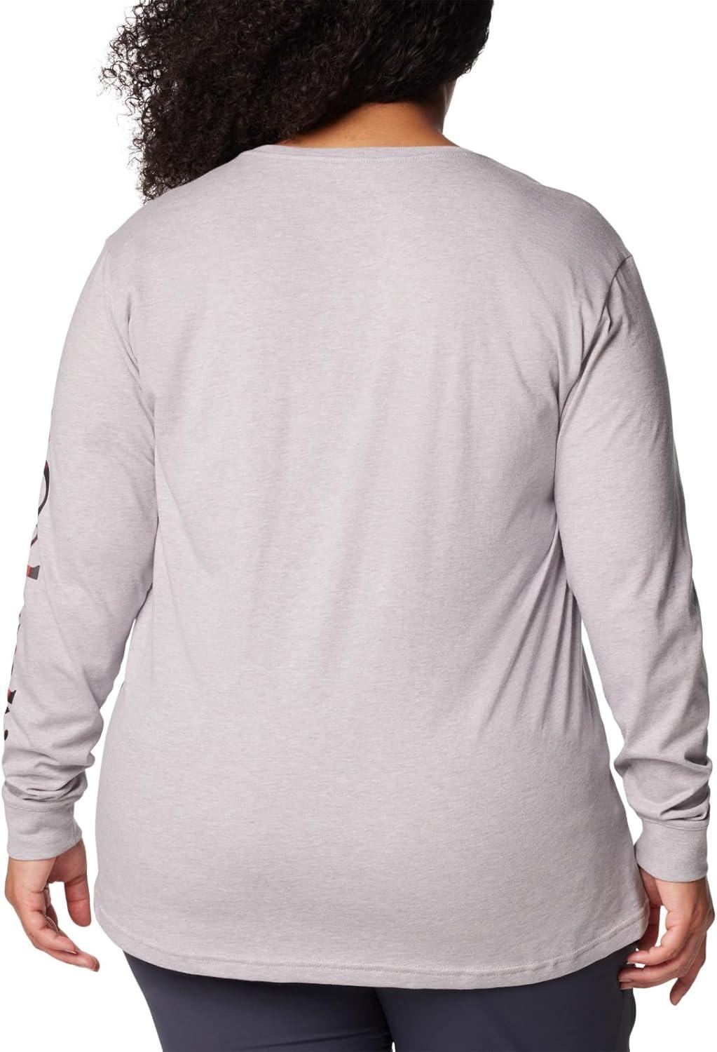 imageColumbia Womens North Cascades Long Sleeve TeeColm Grey HthrCsc Sleeve Logo Omblur