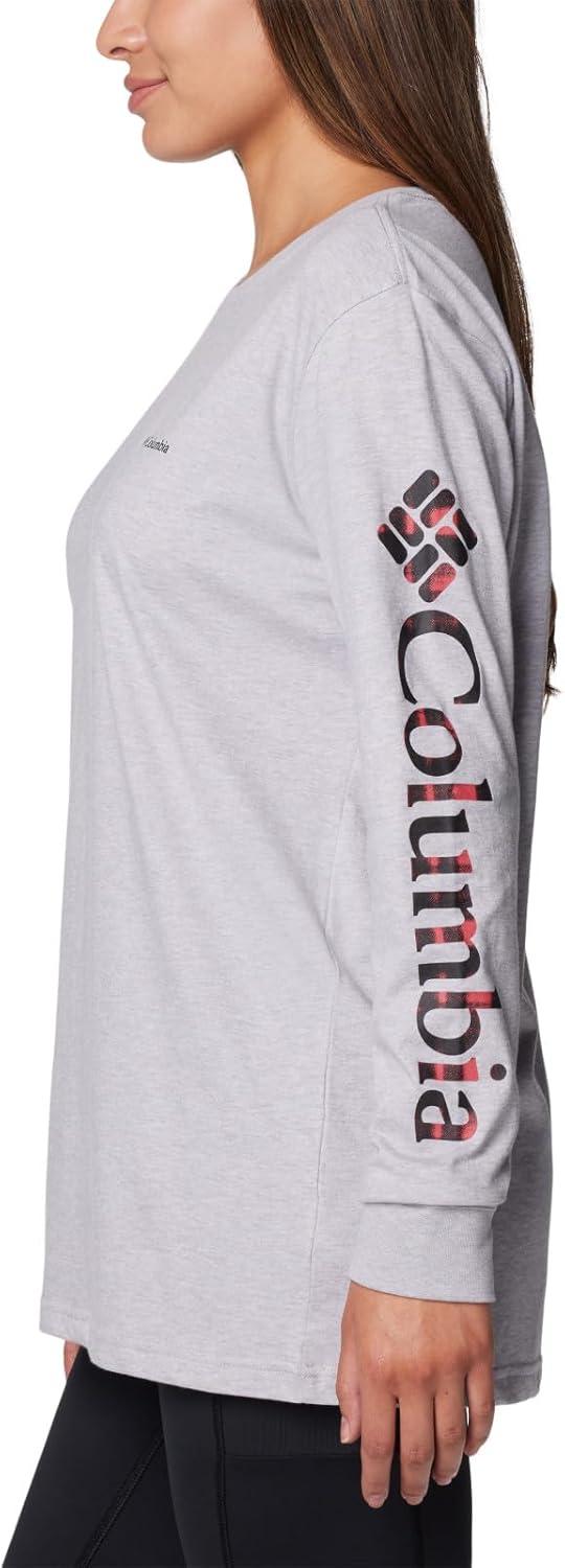 imageColumbia Womens North Cascades Long Sleeve TeeColm Grey HthrCsc Sleeve Logo Omblur
